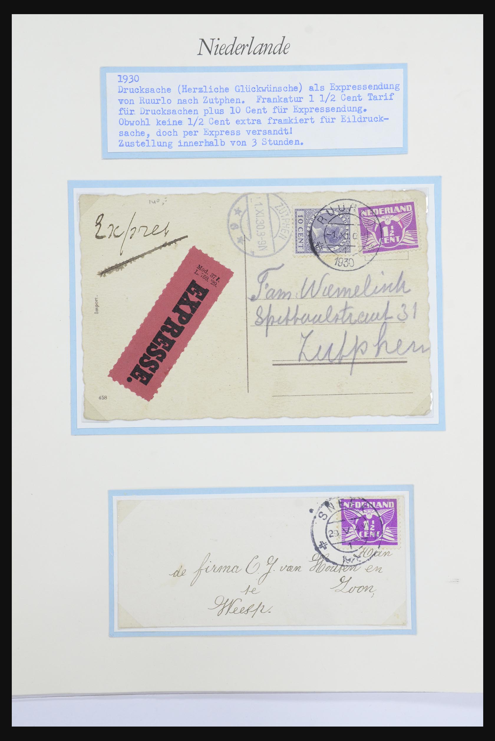 32159 037 - 32159 Netherlands covers 1925-1946.