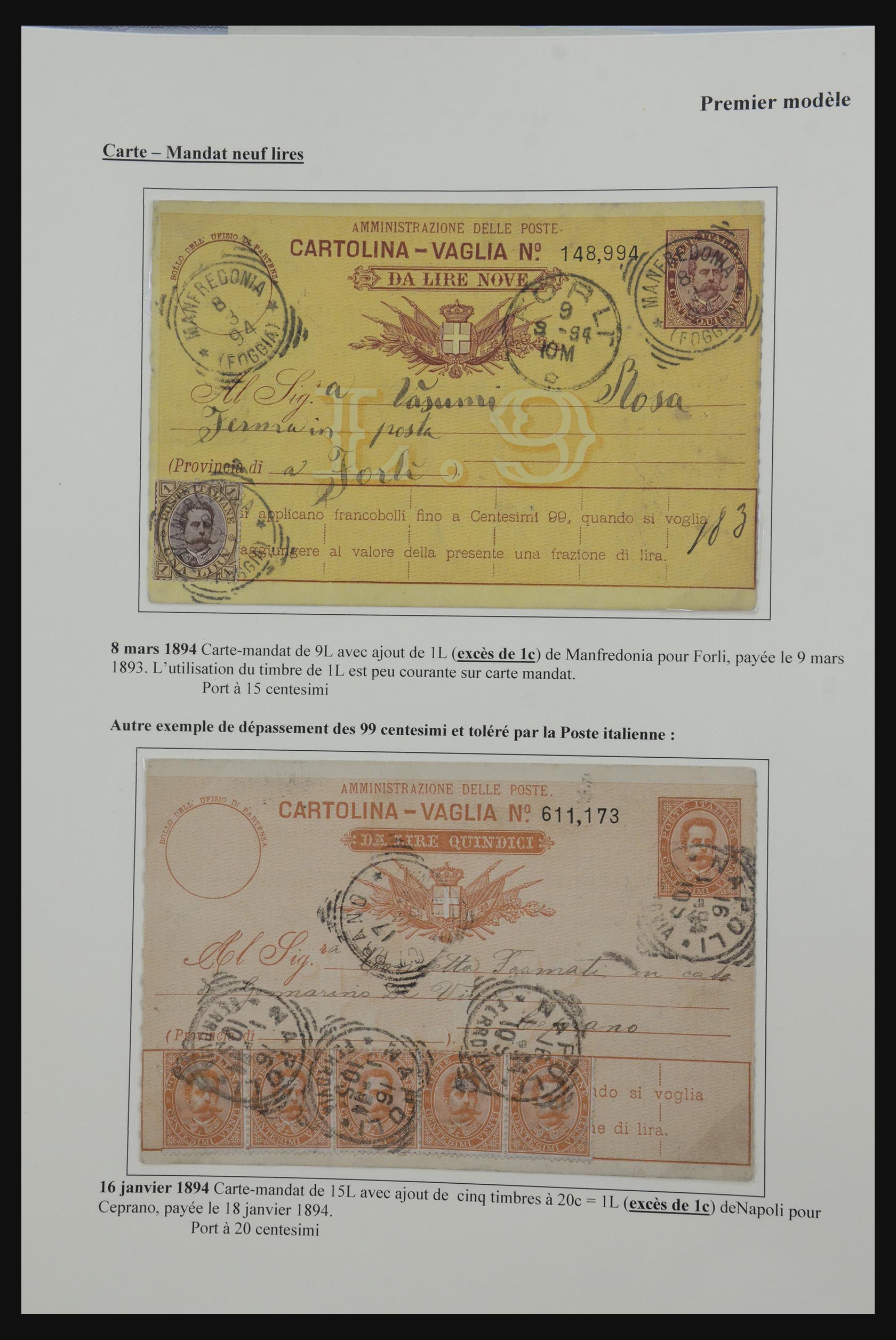 32243 009 - 32243 Italië postbewijskaarten 1892-1902.