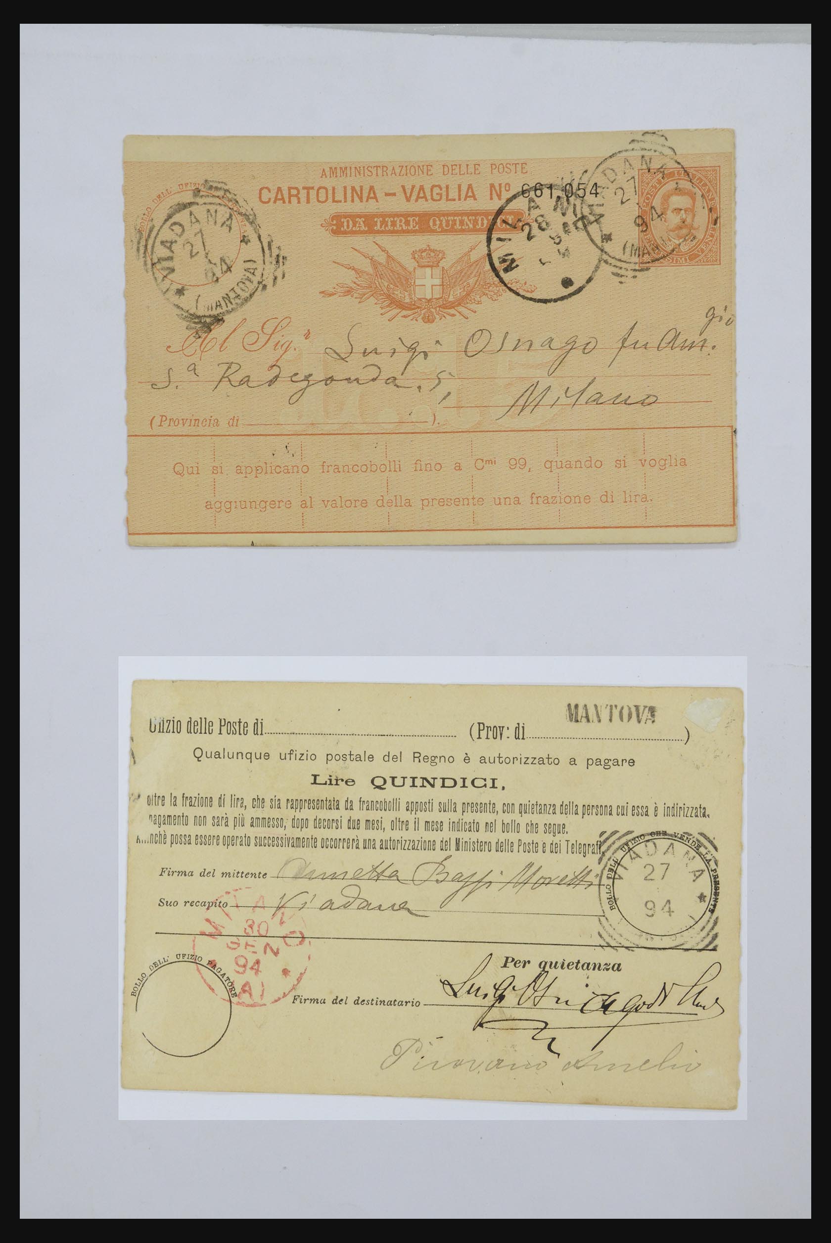 32243 027 - 32243 Italië postbewijskaarten 1892-1902.