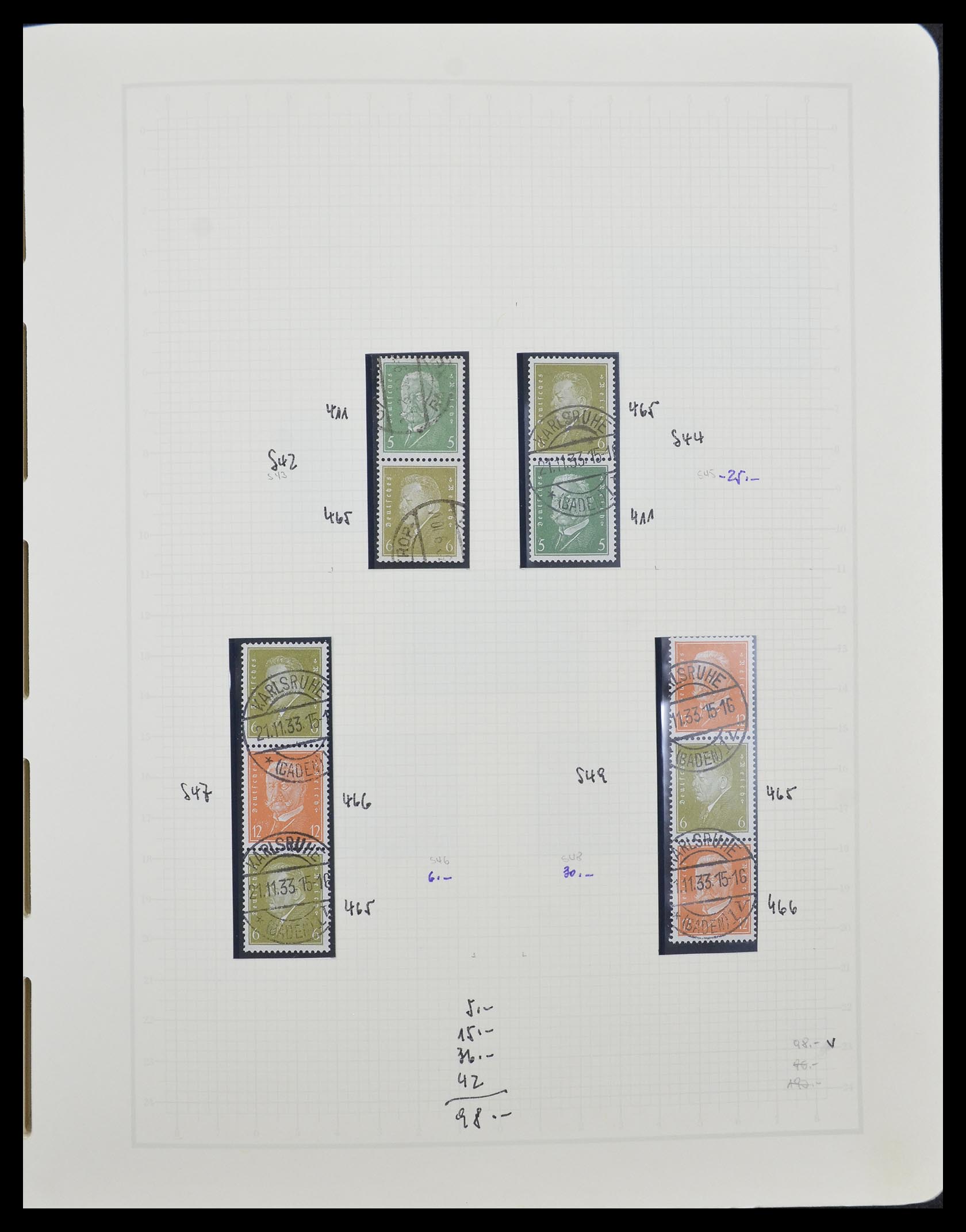 33141 004 - Postzegelverzameling 33141 Duitse Rijk combinaties 1927-1941.