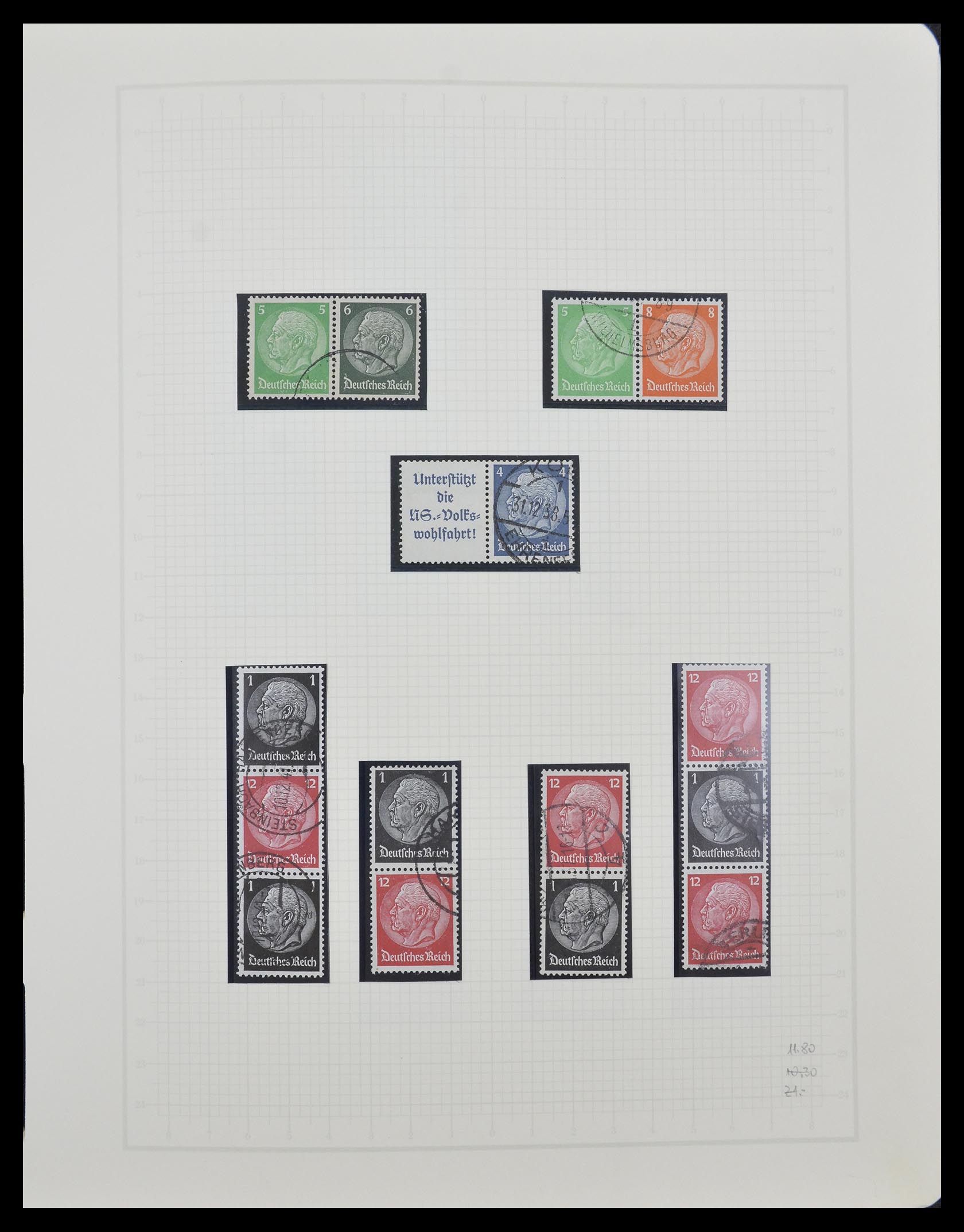 33141 021 - Postzegelverzameling 33141 Duitse Rijk combinaties 1927-1941.