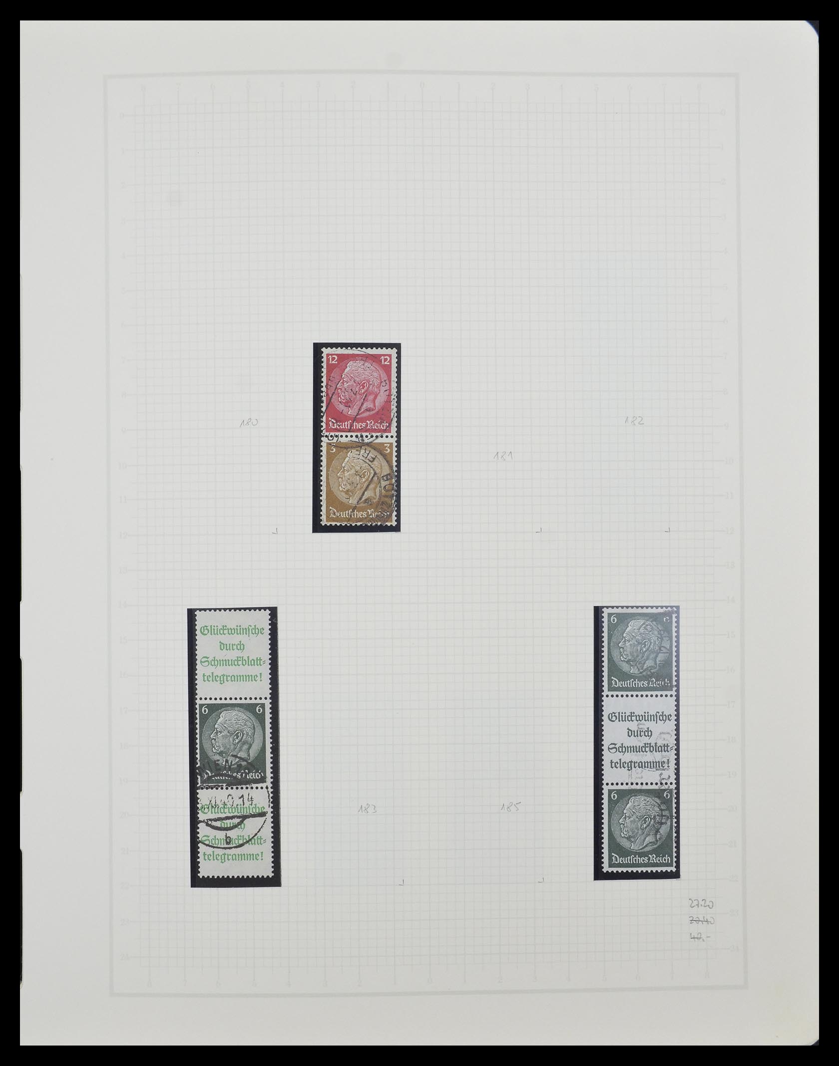 33141 032 - Postzegelverzameling 33141 Duitse Rijk combinaties 1927-1941.