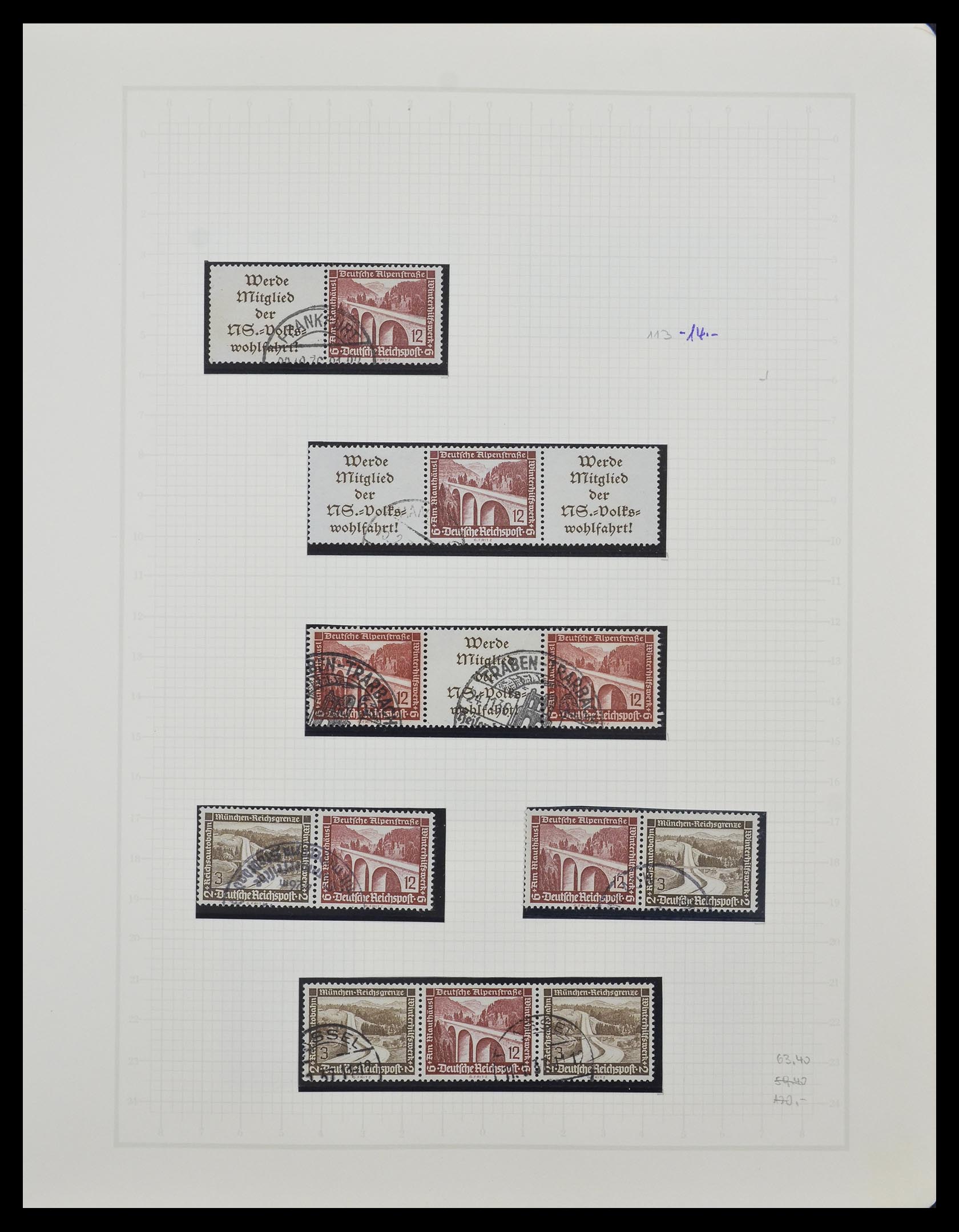 33141 051 - Stamp collection 33141 German Reich combinations 1927-1941.