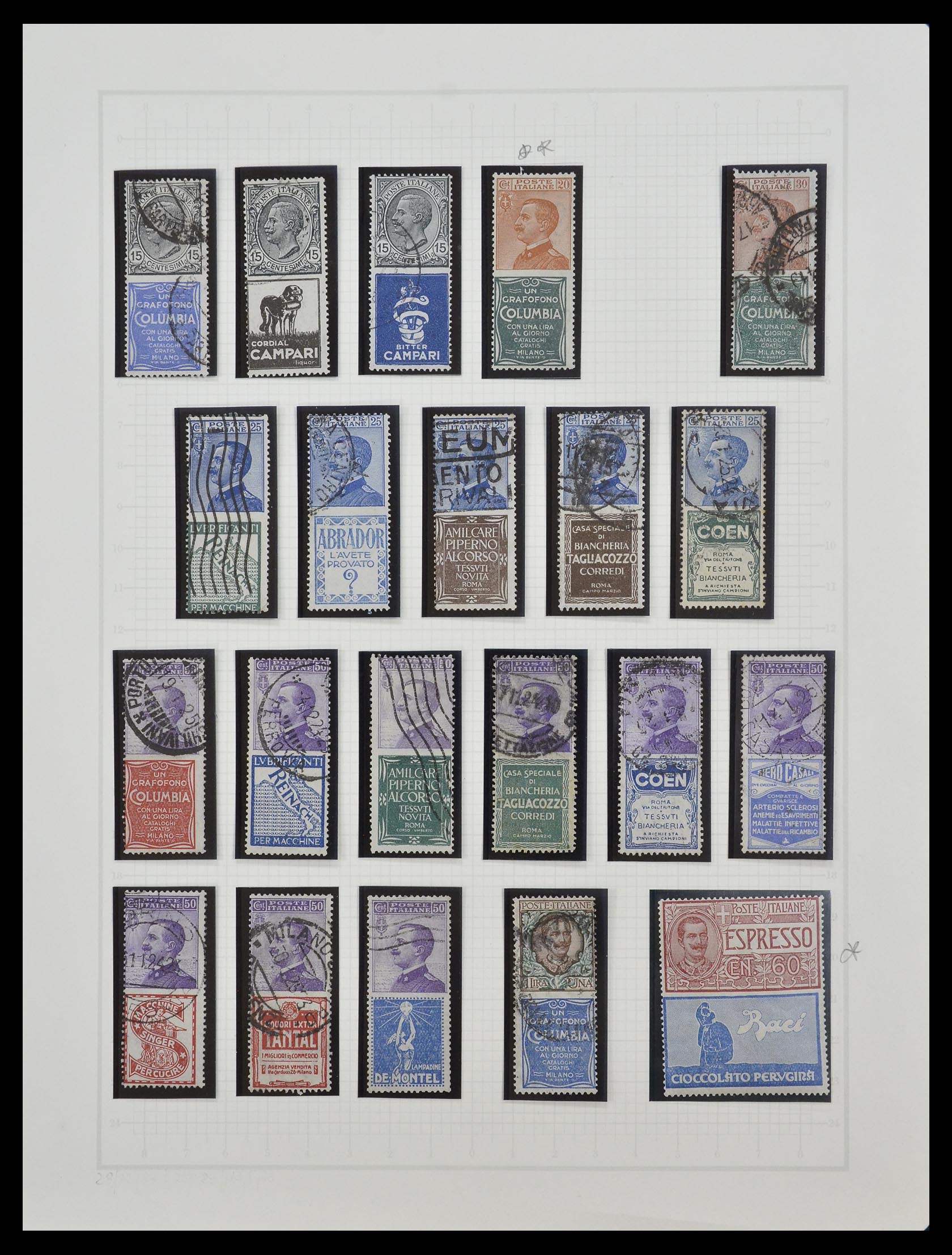 33170 001 - Stamp collection 33170 Italy advert stamps 1924-1925. 33170 001 - Stamp collection 33170 Italy advert stamps 1924-1925.