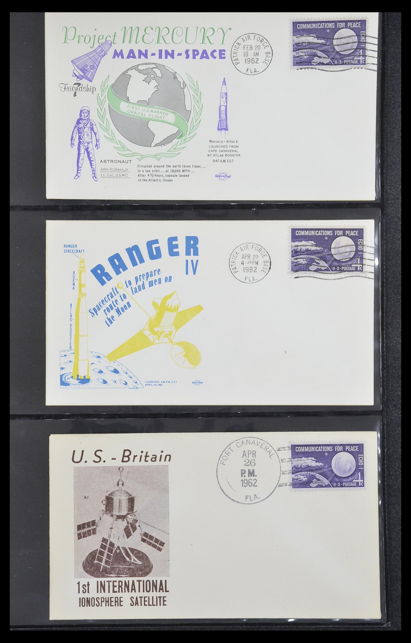 33186 001 - Postzegelverzameling 33186 Motief ruimtevaart 1961-1984.