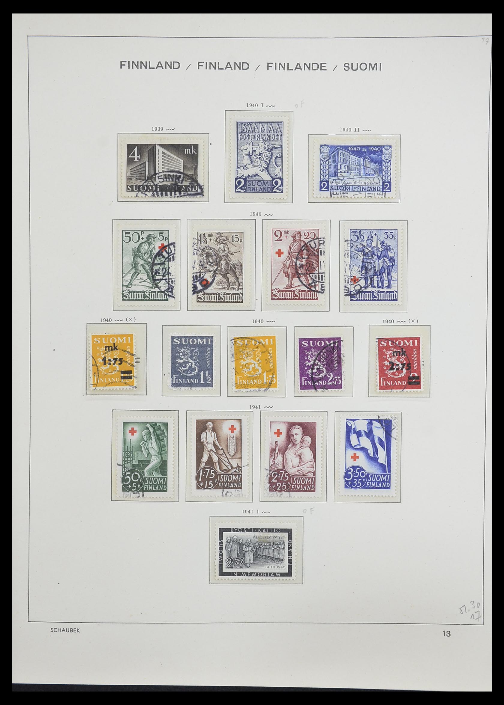 33226 022 - Postzegelverzameling 33226 Finland 1860-1996.