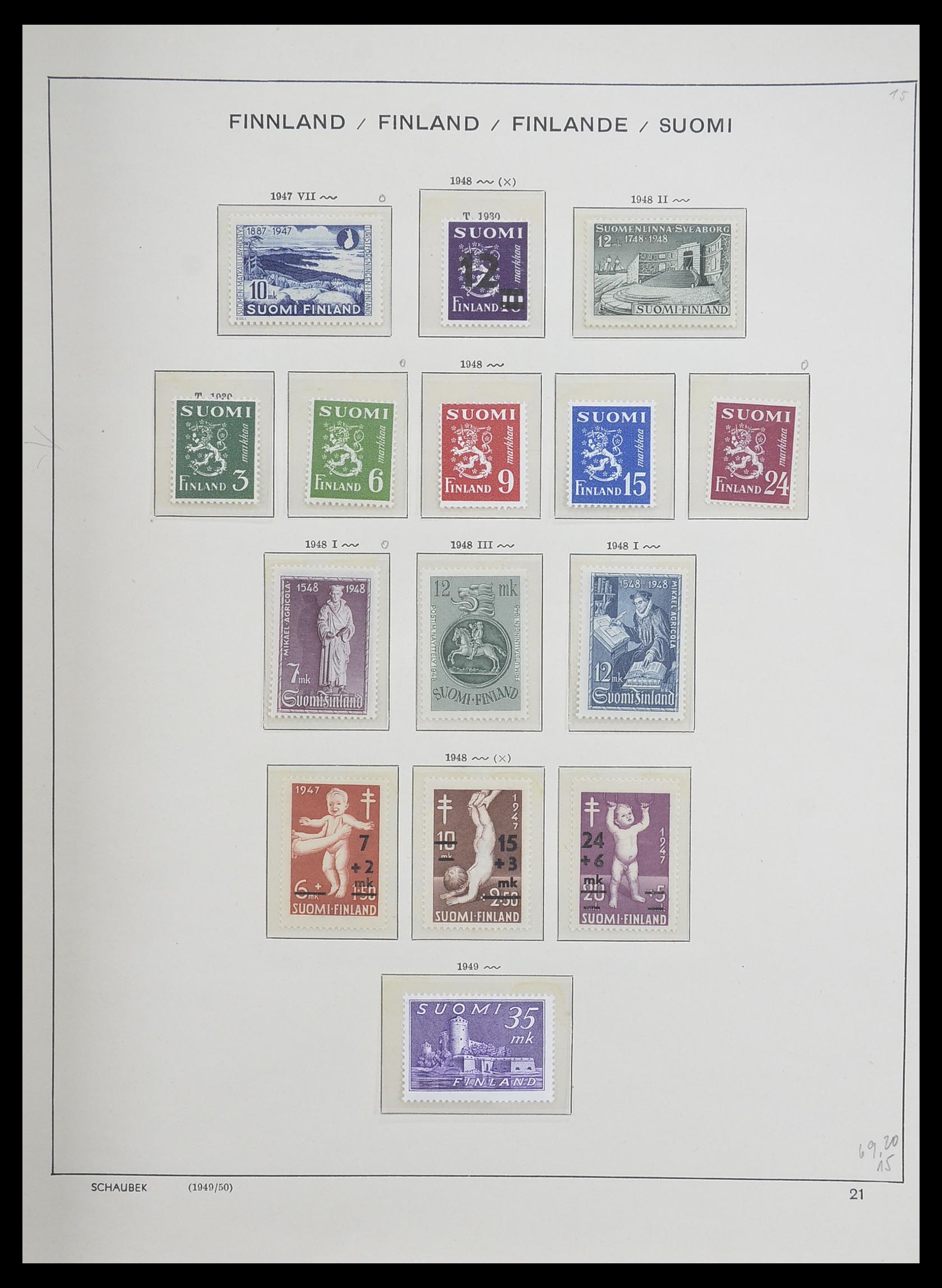33226 032 - Postzegelverzameling 33226 Finland 1860-1996.