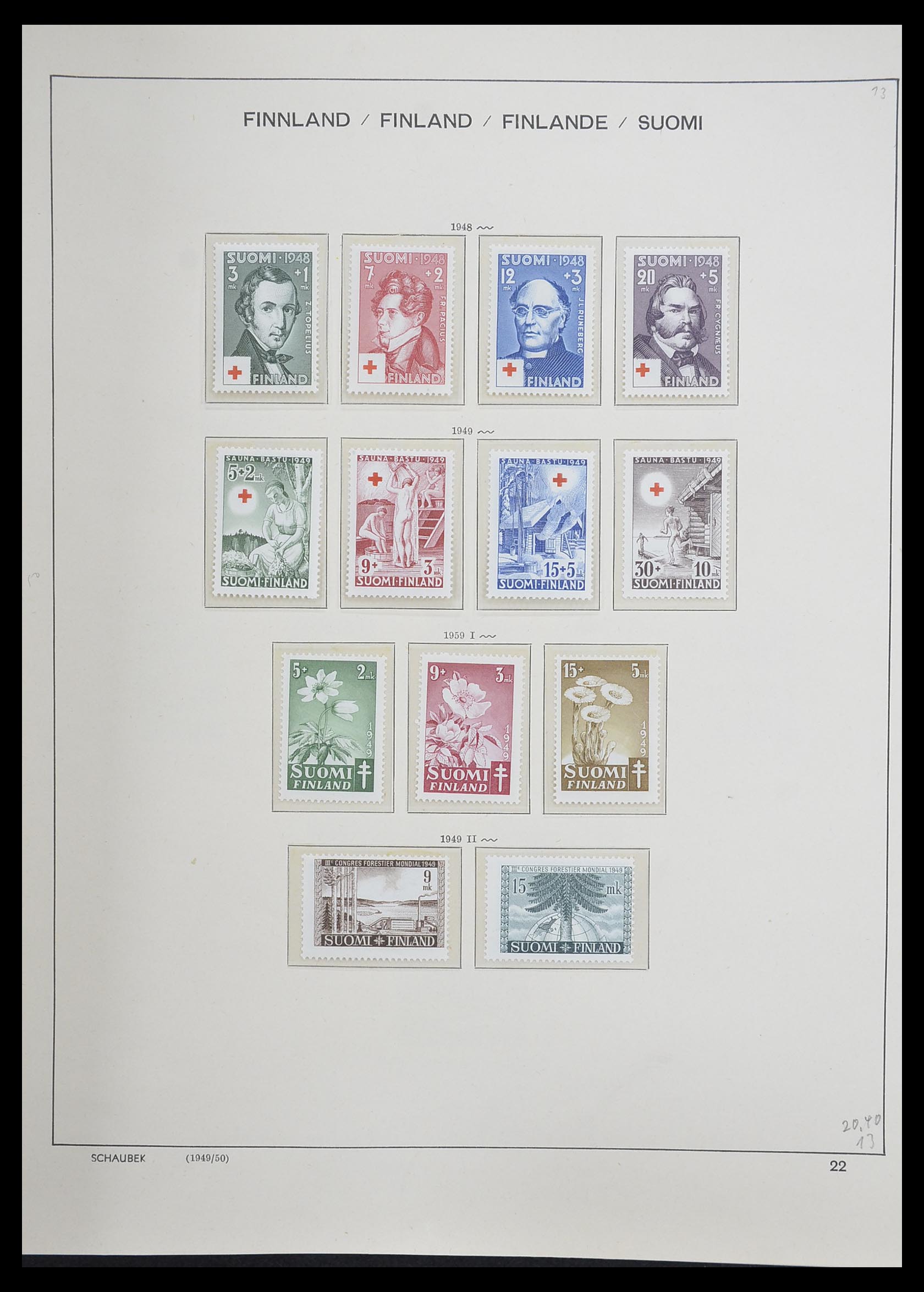 33226 033 - Postzegelverzameling 33226 Finland 1860-1996.