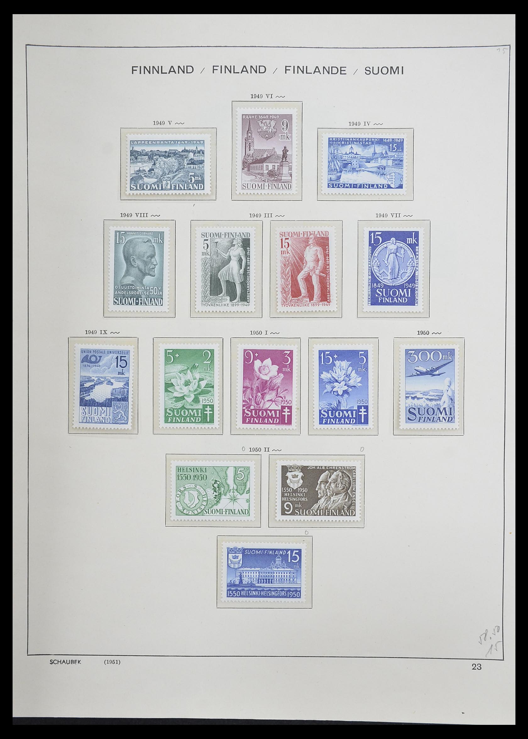 33226 034 - Postzegelverzameling 33226 Finland 1860-1996.