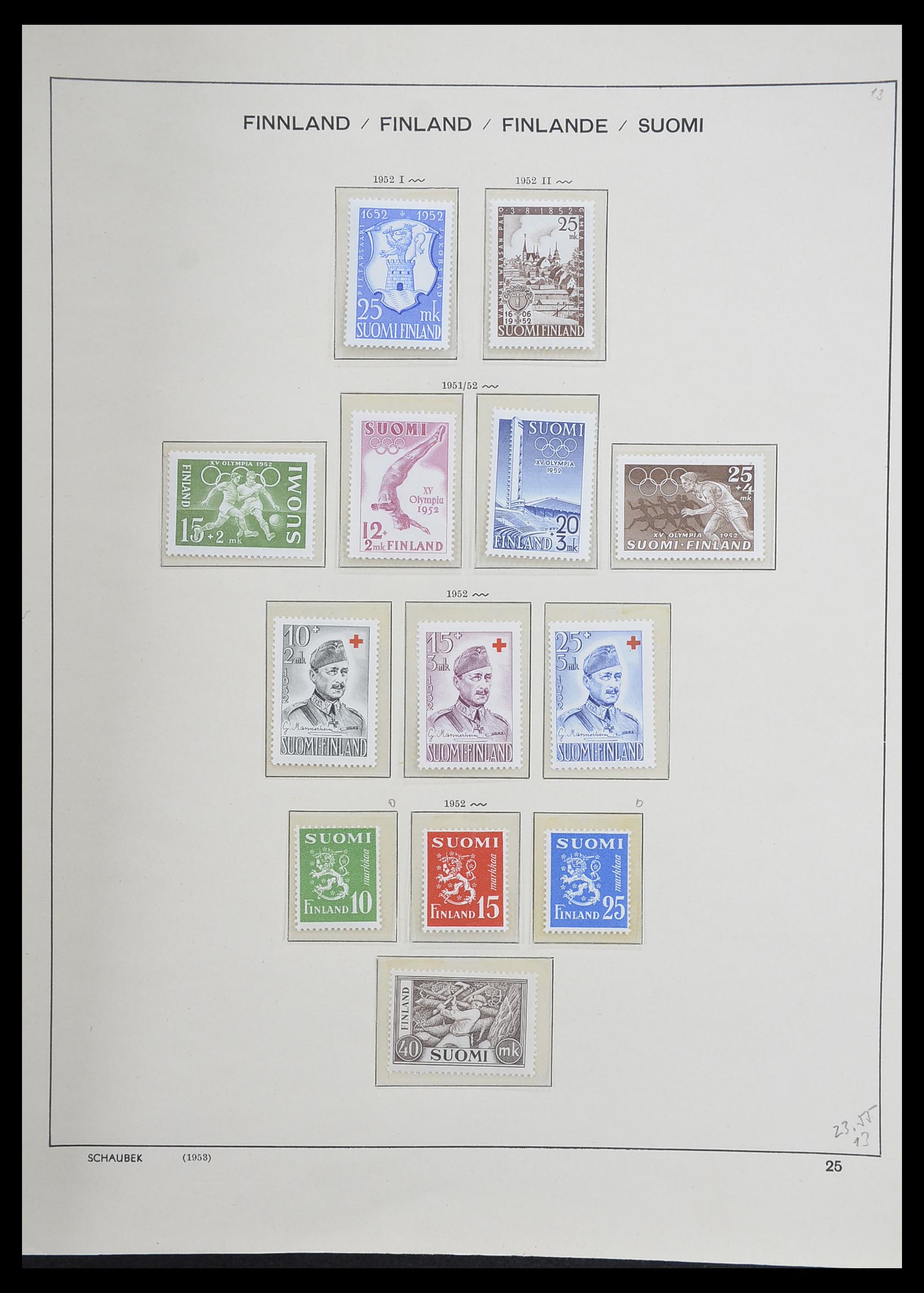33226 036 - Postzegelverzameling 33226 Finland 1860-1996.