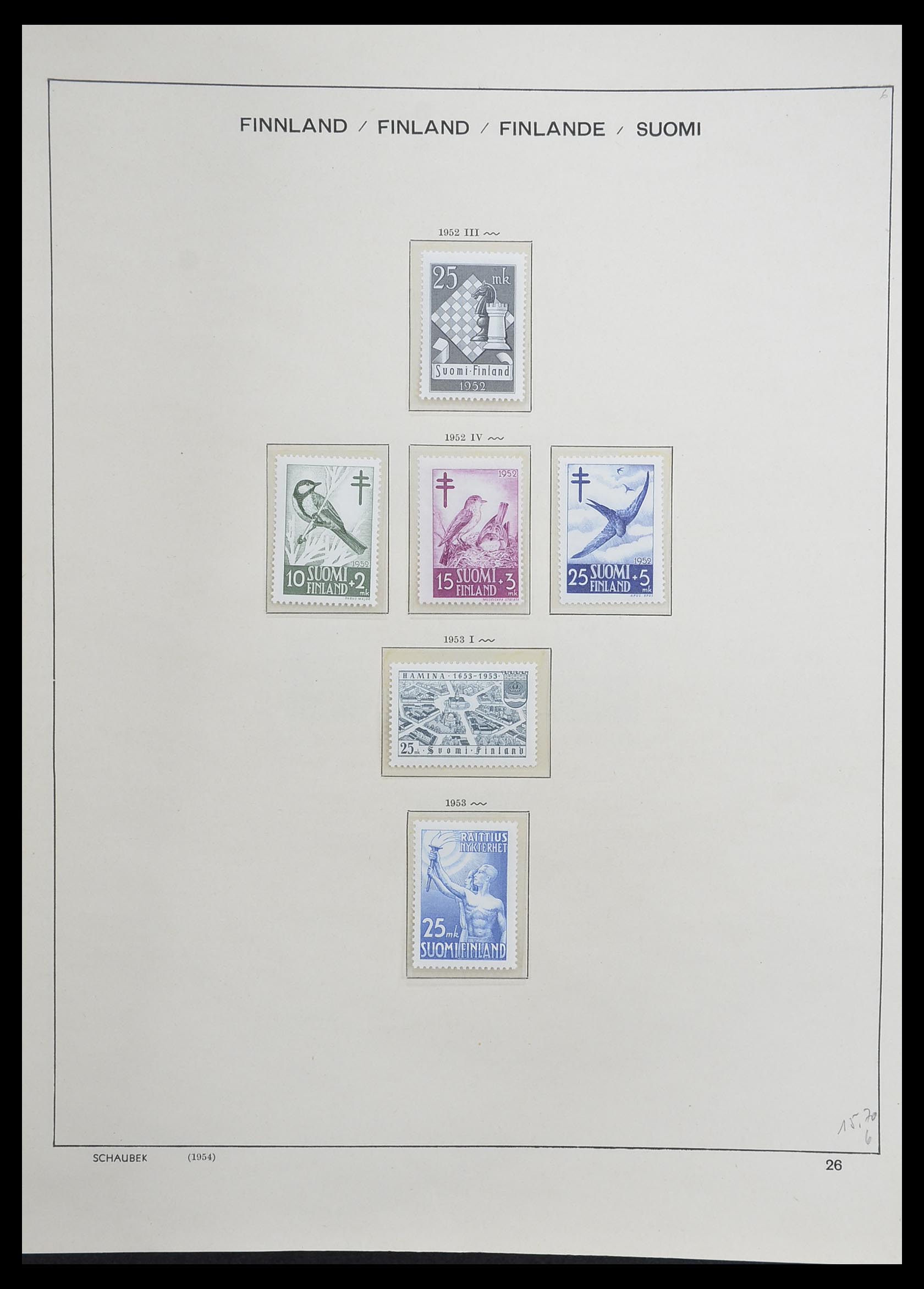 33226 037 - Postzegelverzameling 33226 Finland 1860-1996.