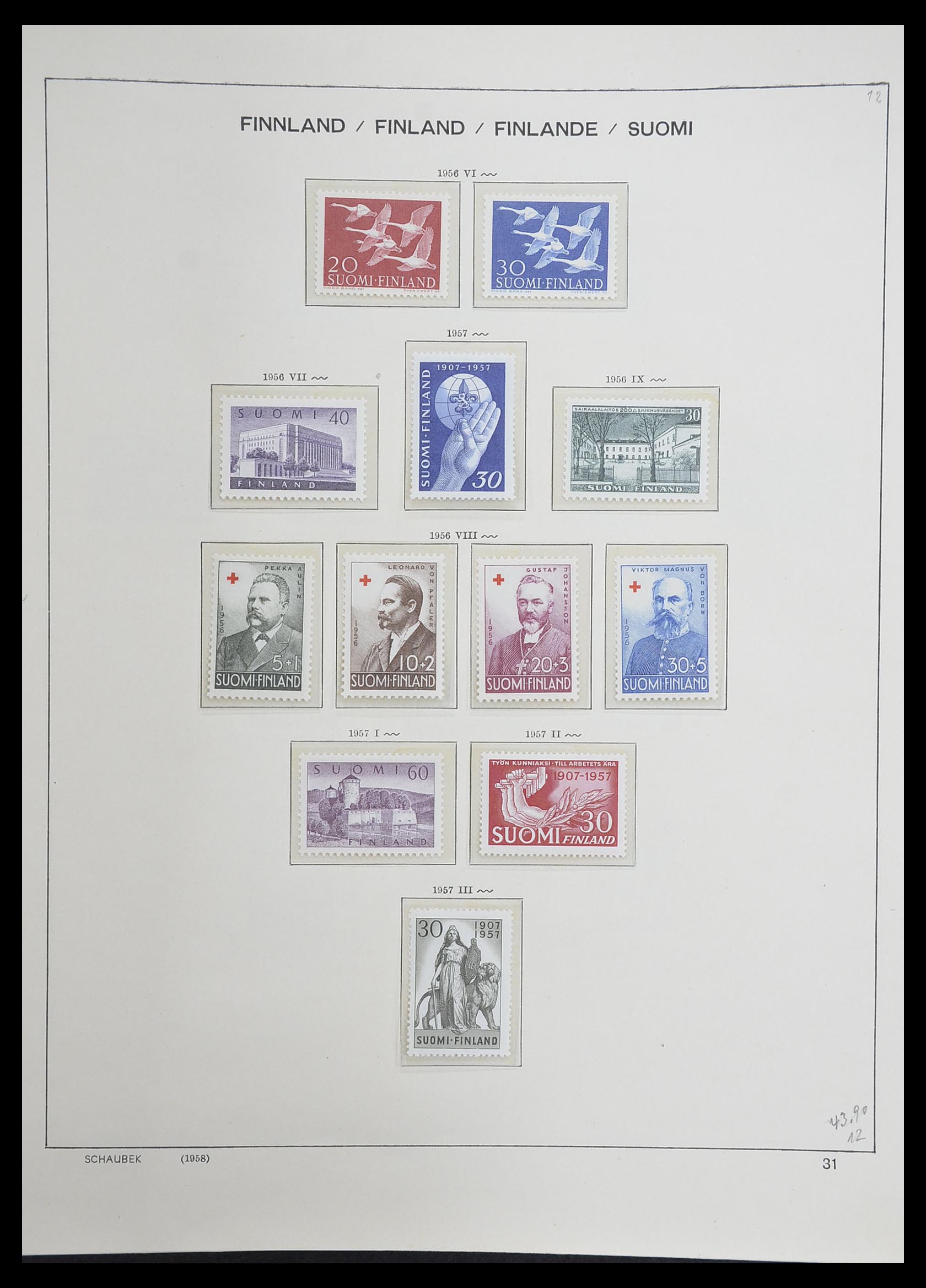 33226 042 - Postzegelverzameling 33226 Finland 1860-1996.