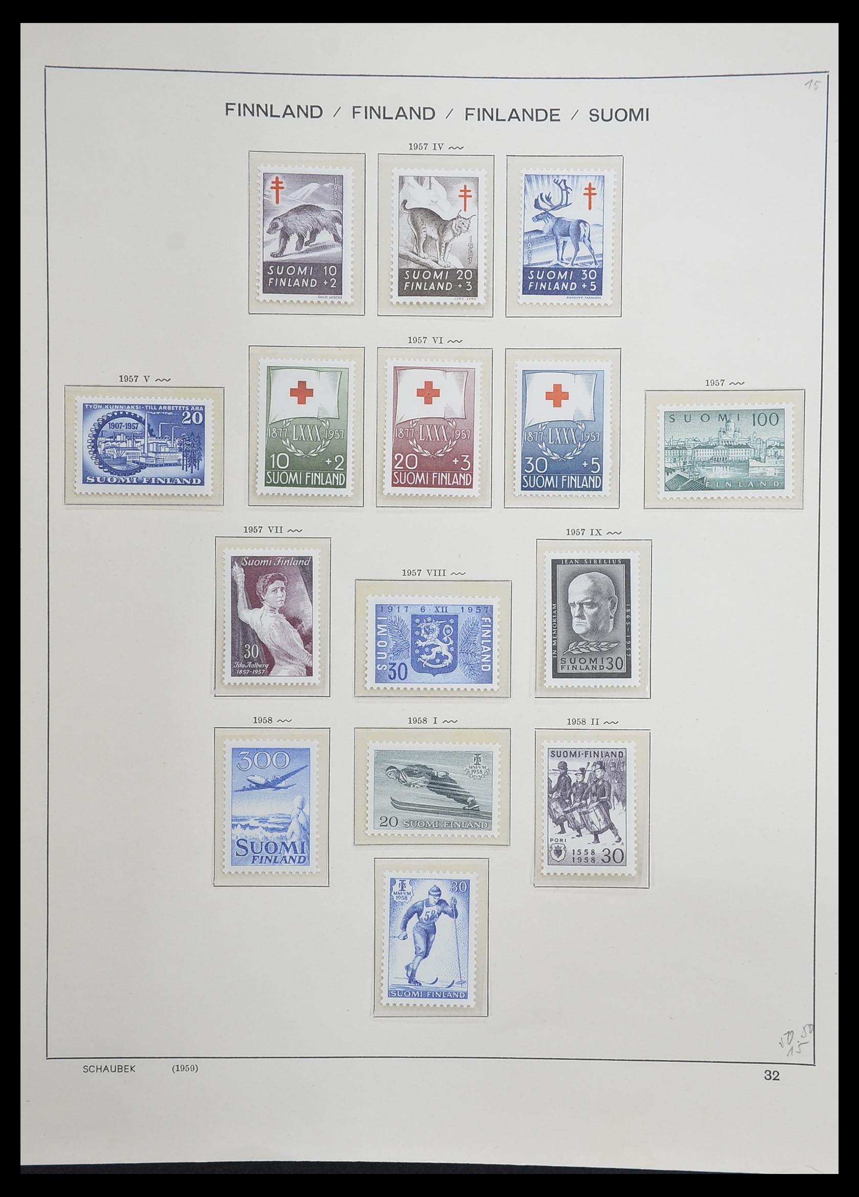 33226 043 - Postzegelverzameling 33226 Finland 1860-1996.
