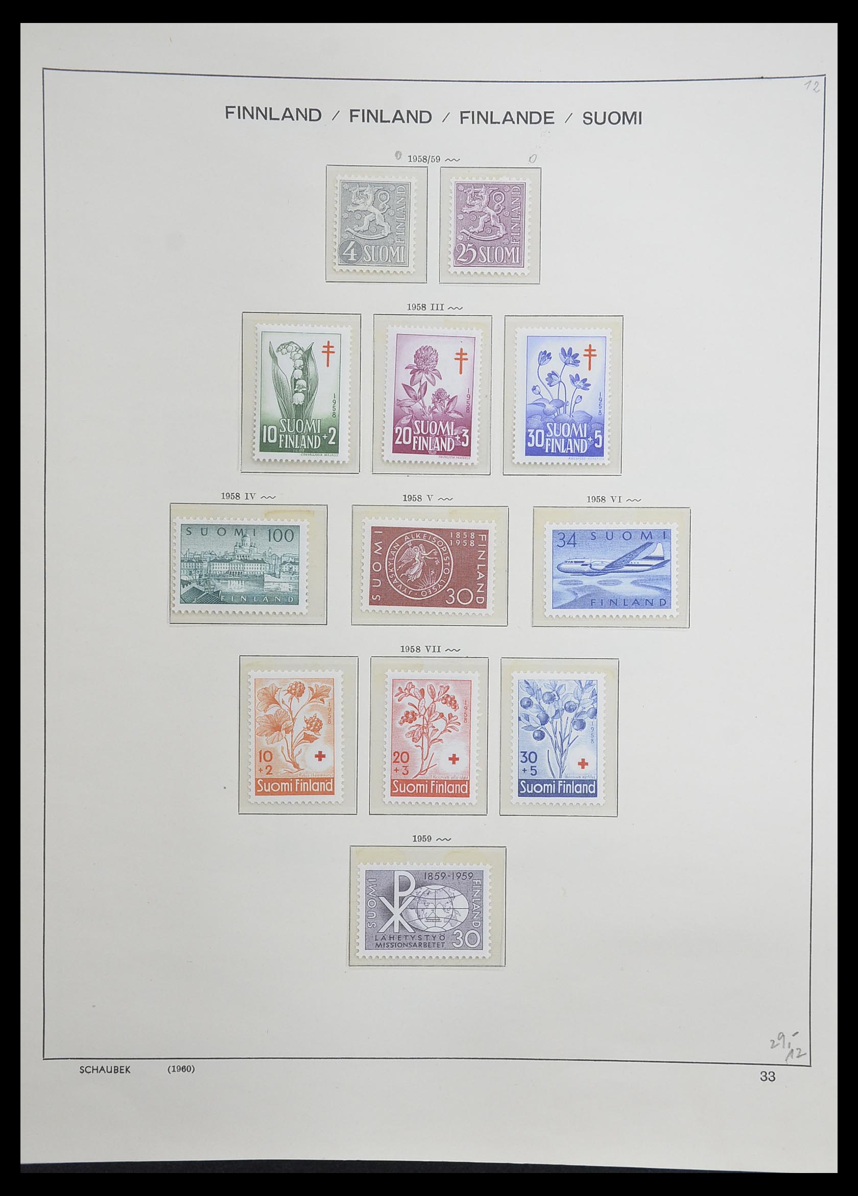 33226 044 - Postzegelverzameling 33226 Finland 1860-1996.