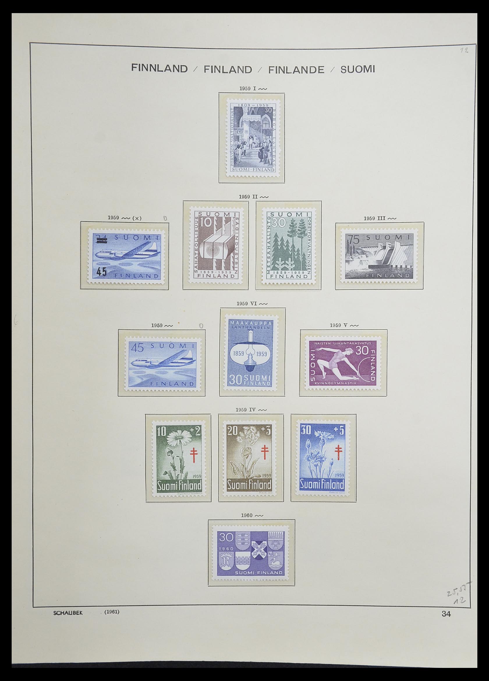 33226 045 - Postzegelverzameling 33226 Finland 1860-1996.