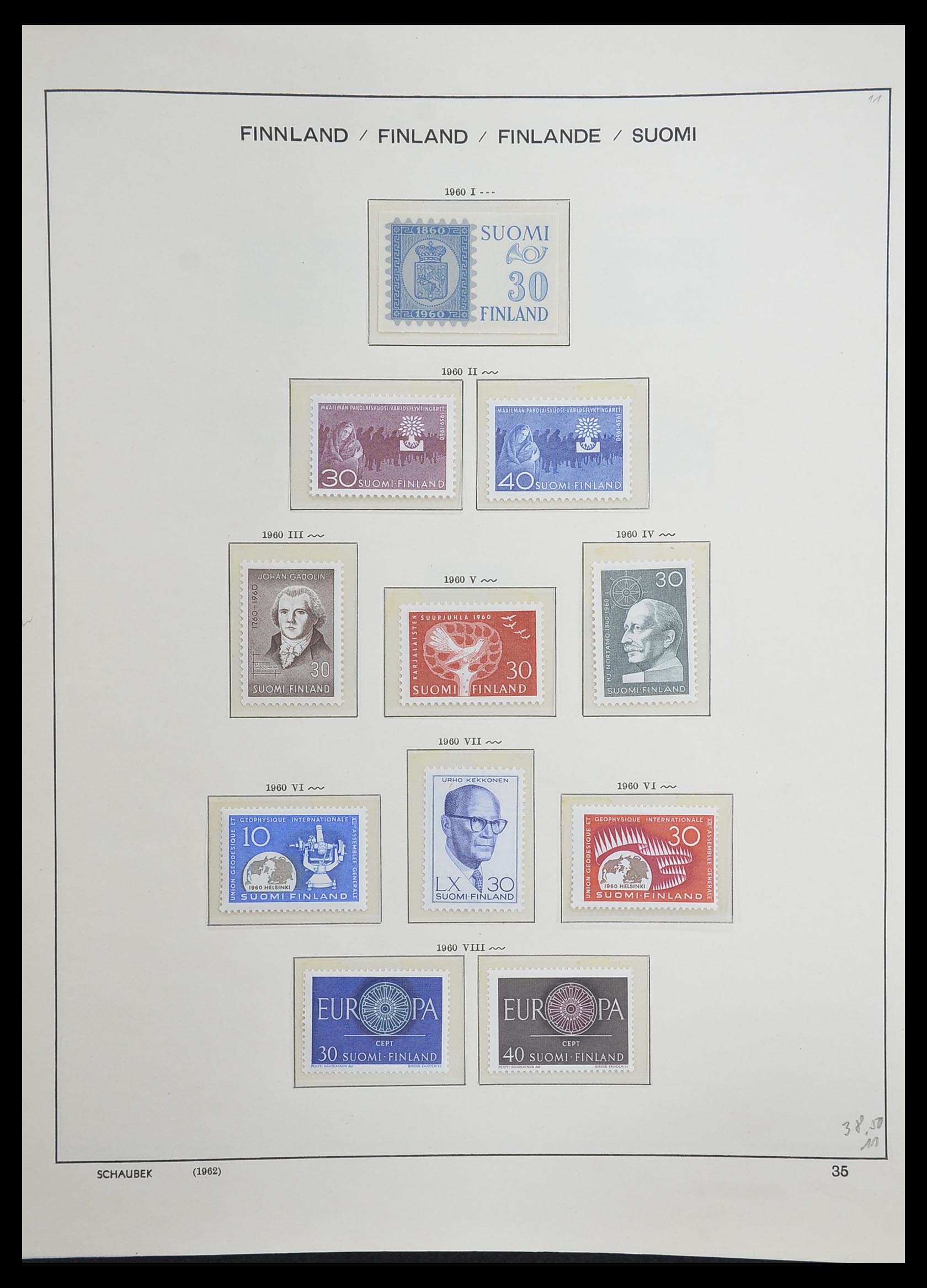 33226 046 - Postzegelverzameling 33226 Finland 1860-1996.