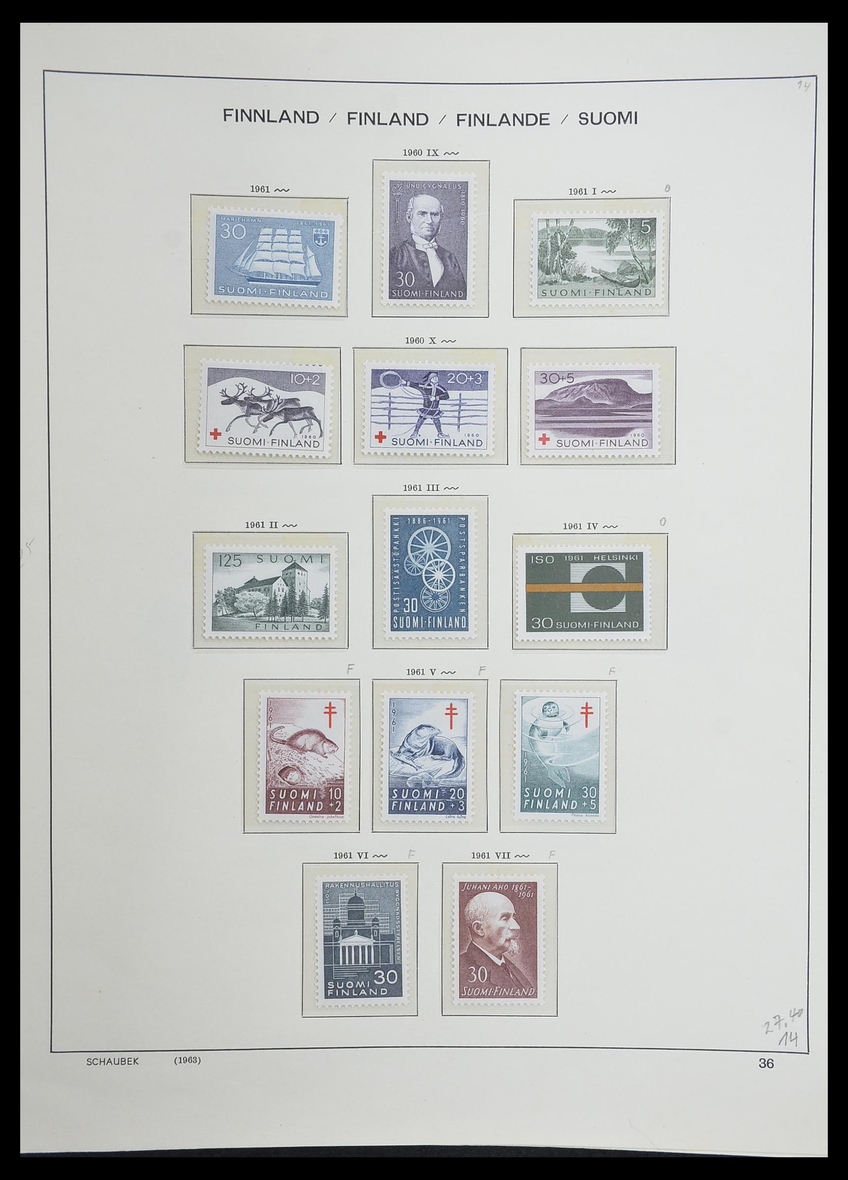 33226 047 - Postzegelverzameling 33226 Finland 1860-1996.