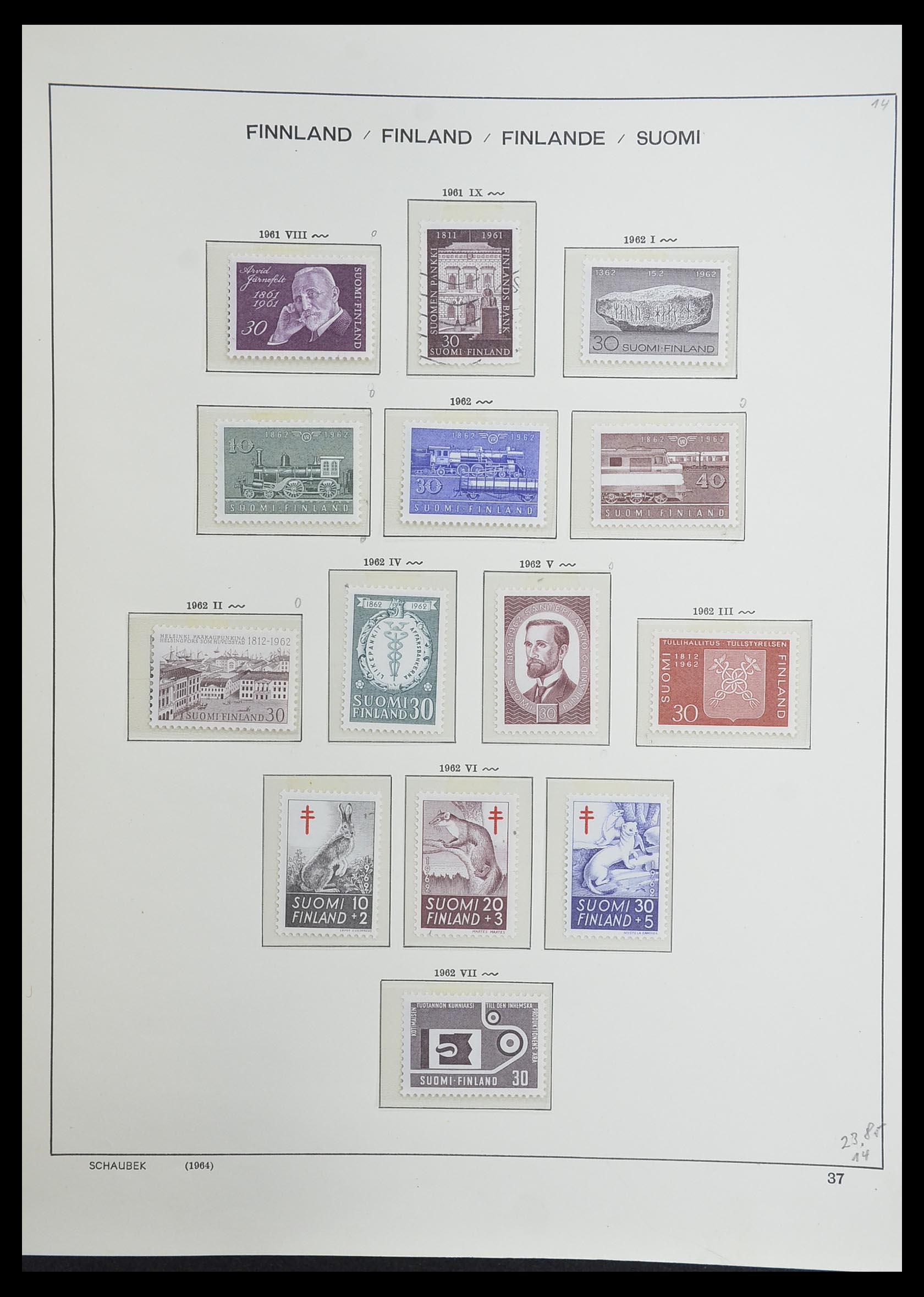 33226 048 - Postzegelverzameling 33226 Finland 1860-1996.