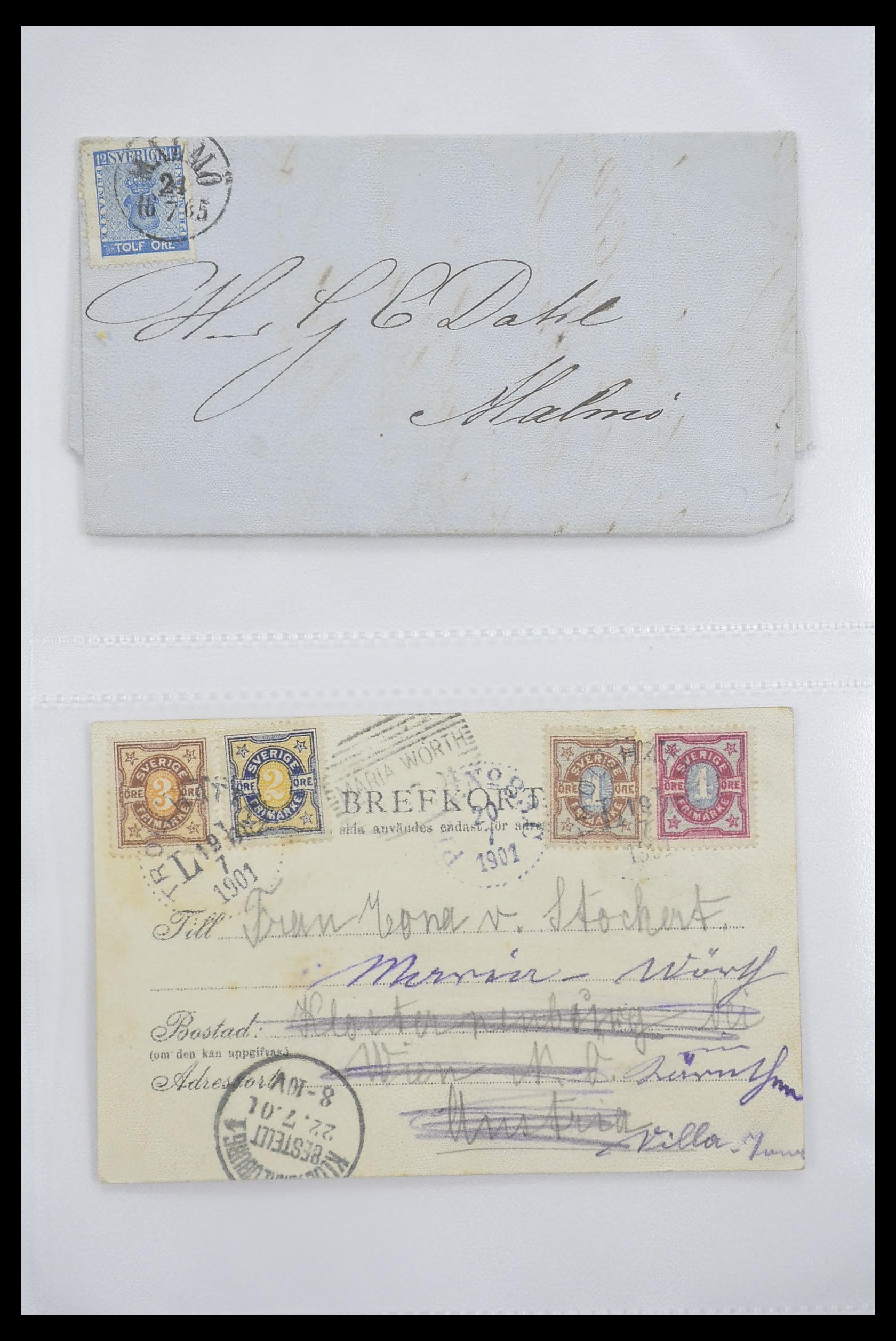 33241 001 - Postzegelverzameling 33241 Scandinavië brieven 1860-1930.