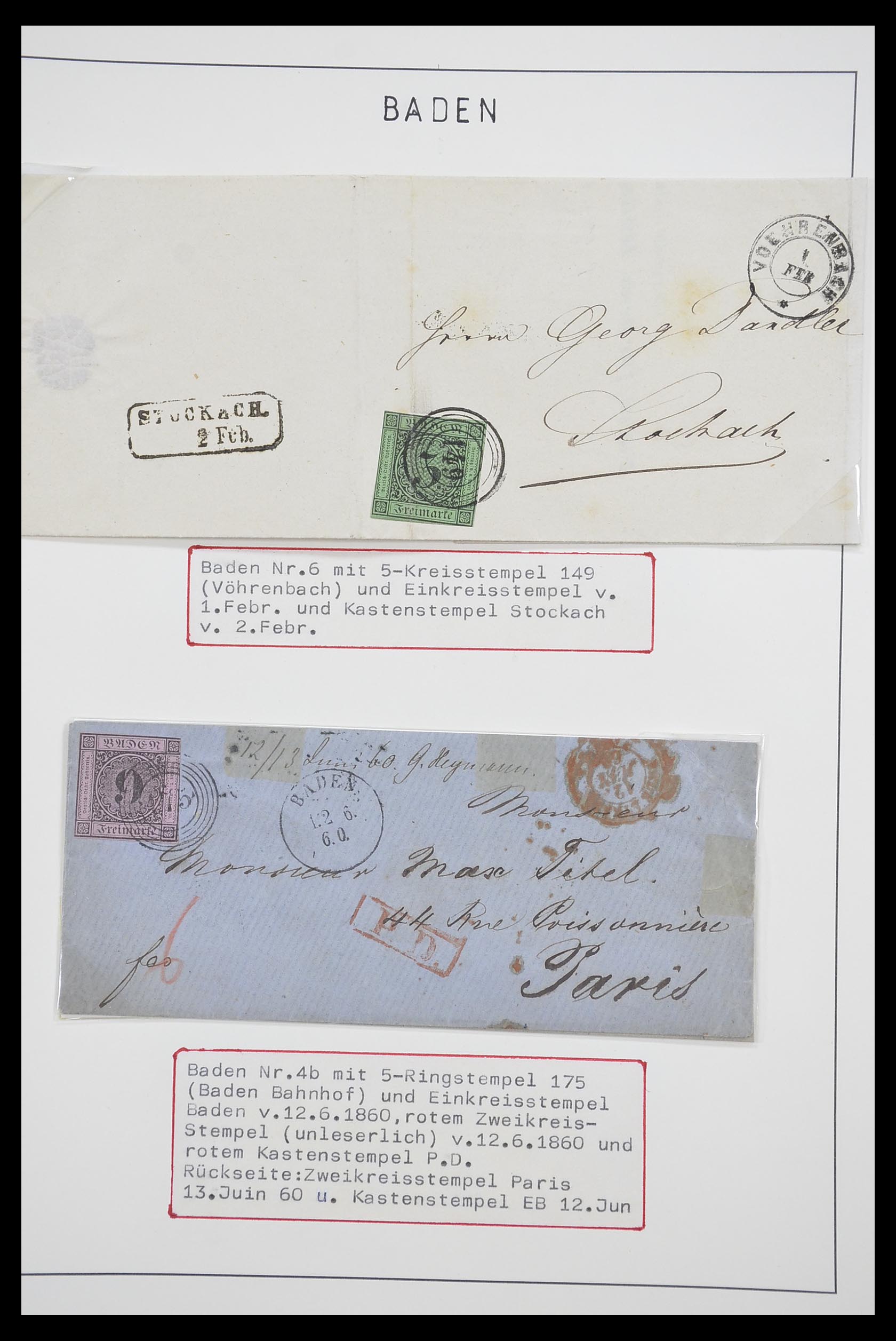 33257 008 - Postzegelverzameling 33257 Baden 1820(!)-1868.