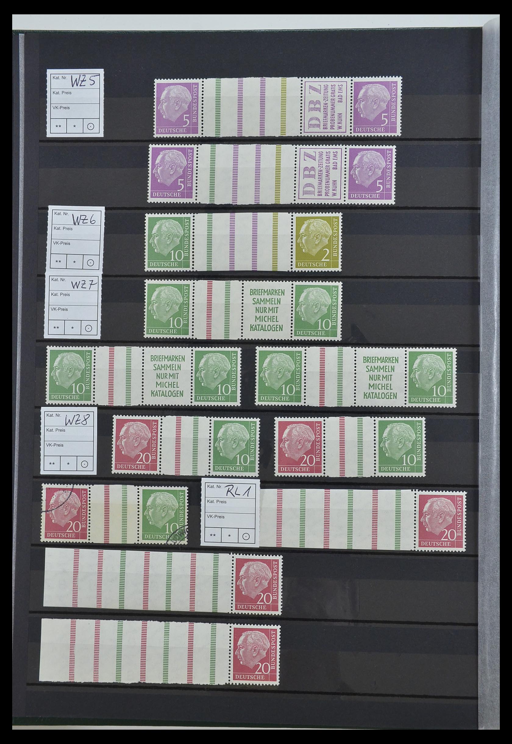 33275 006 - Postzegelverzameling 33275 Bundespost combinaties 1951-1960.