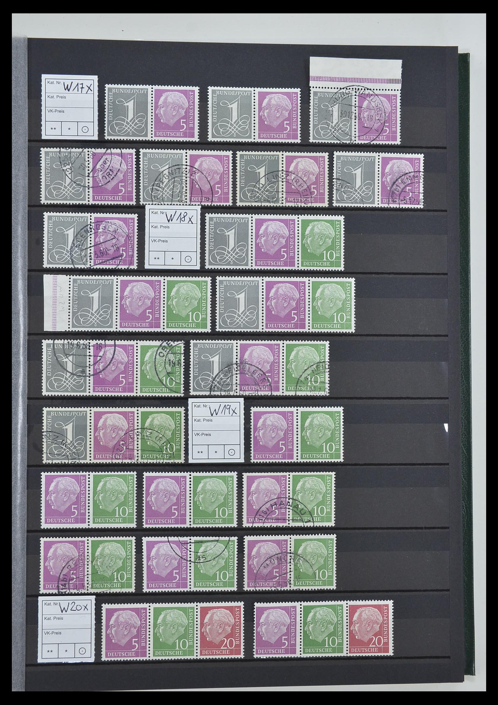 33275 019 - Postzegelverzameling 33275 Bundespost combinaties 1951-1960.
