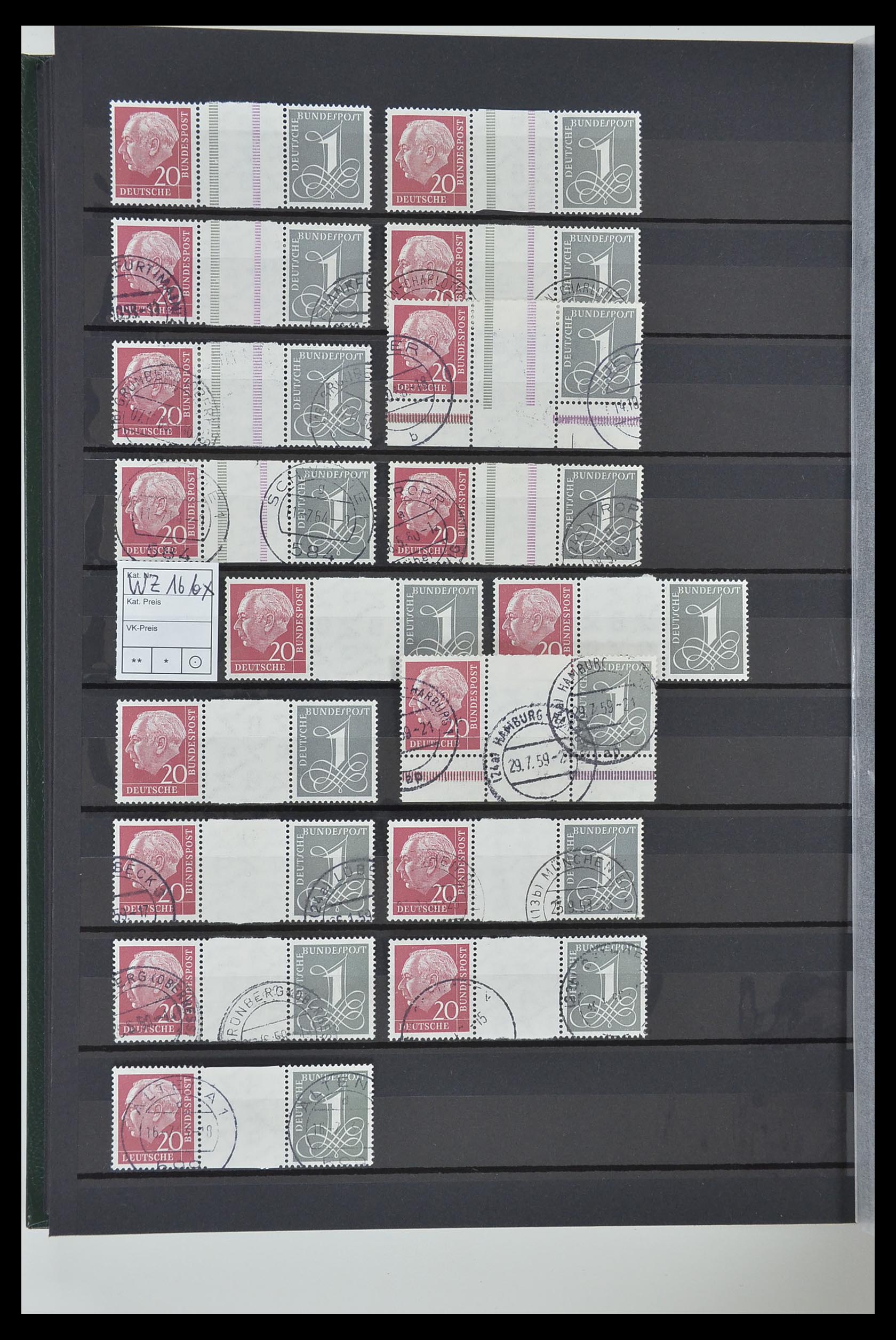 33275 022 - Postzegelverzameling 33275 Bundespost combinaties 1951-1960.