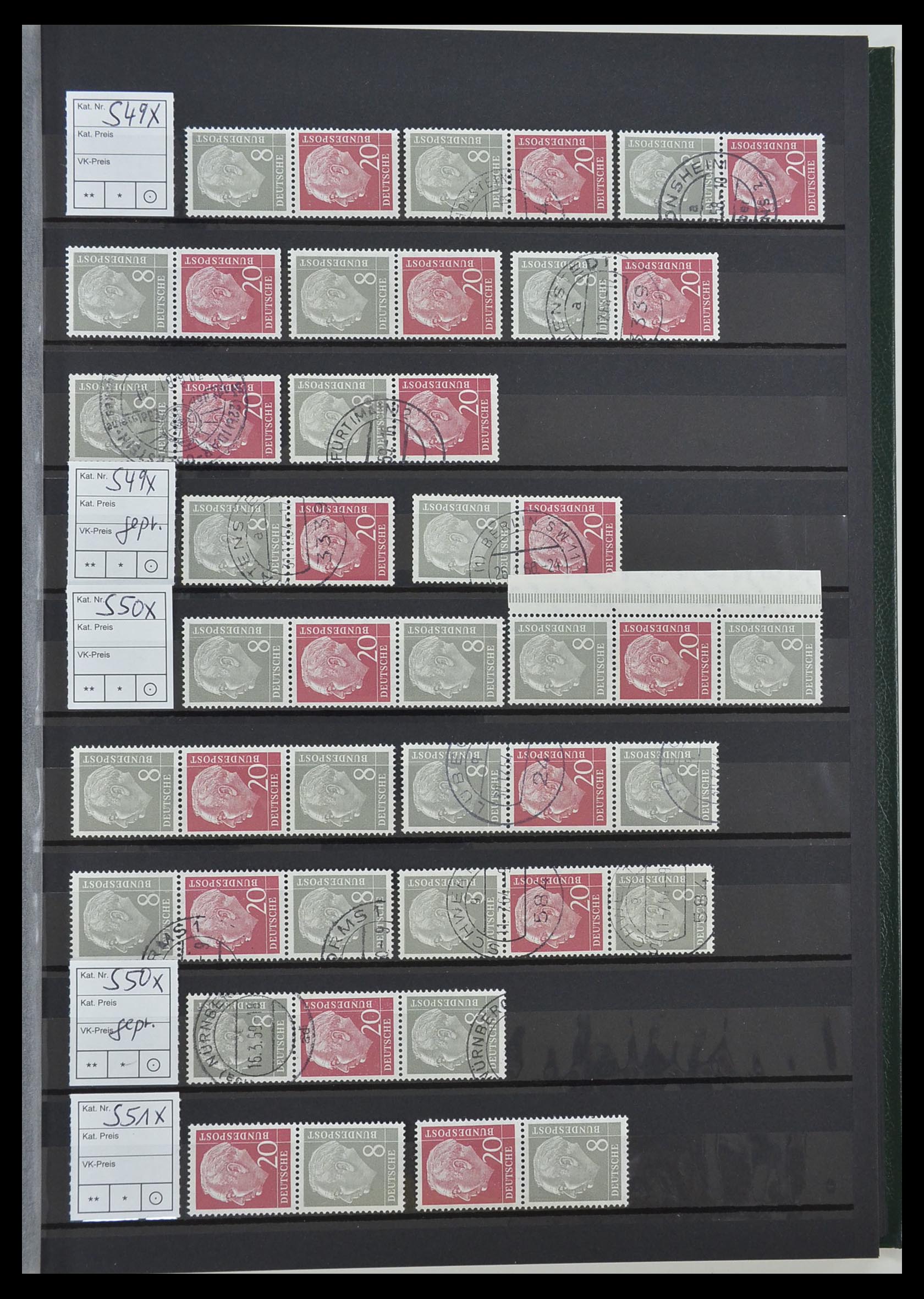 33275 023 - Postzegelverzameling 33275 Bundespost combinaties 1951-1960.