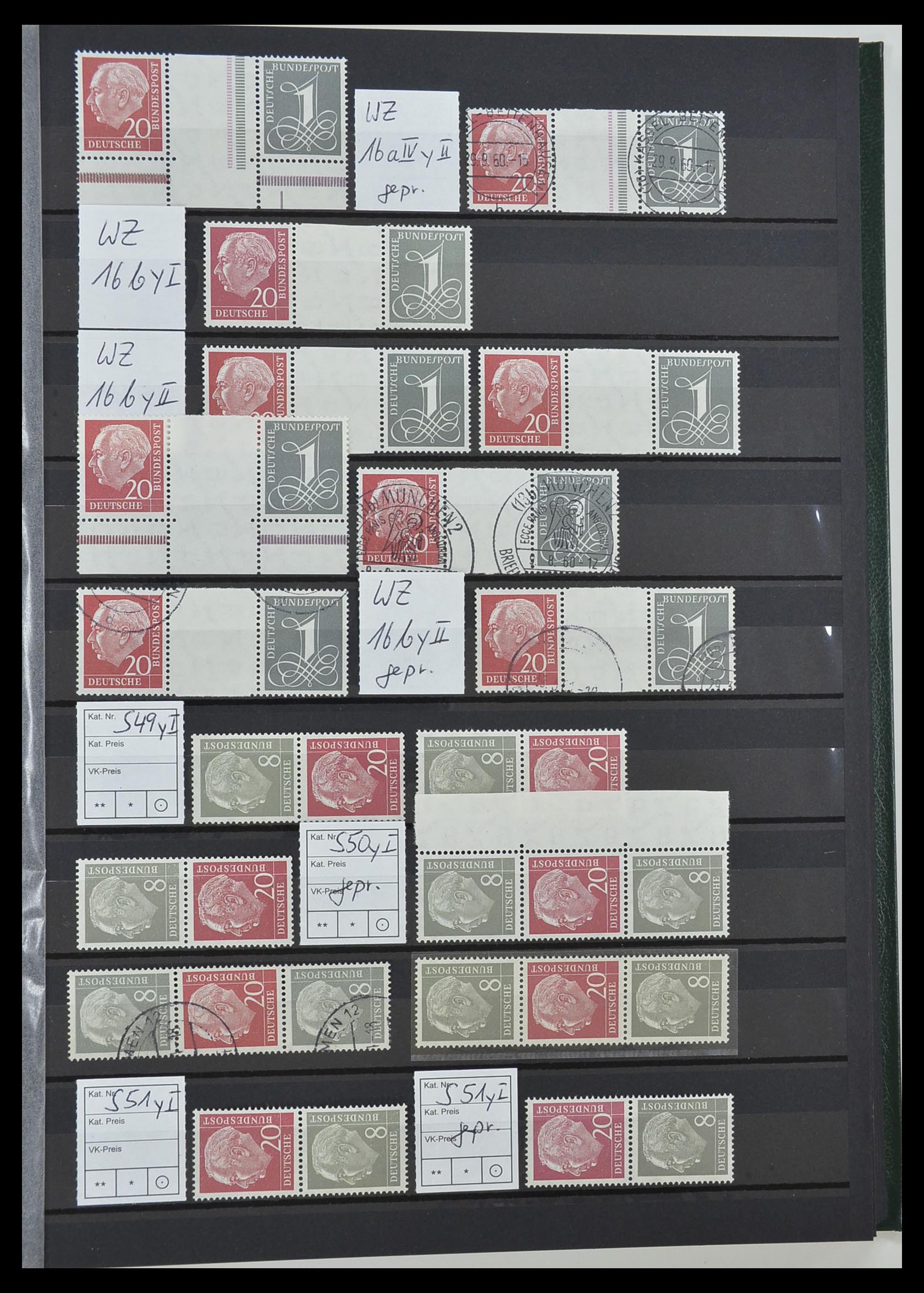 33275 027 - Postzegelverzameling 33275 Bundespost combinaties 1951-1960.