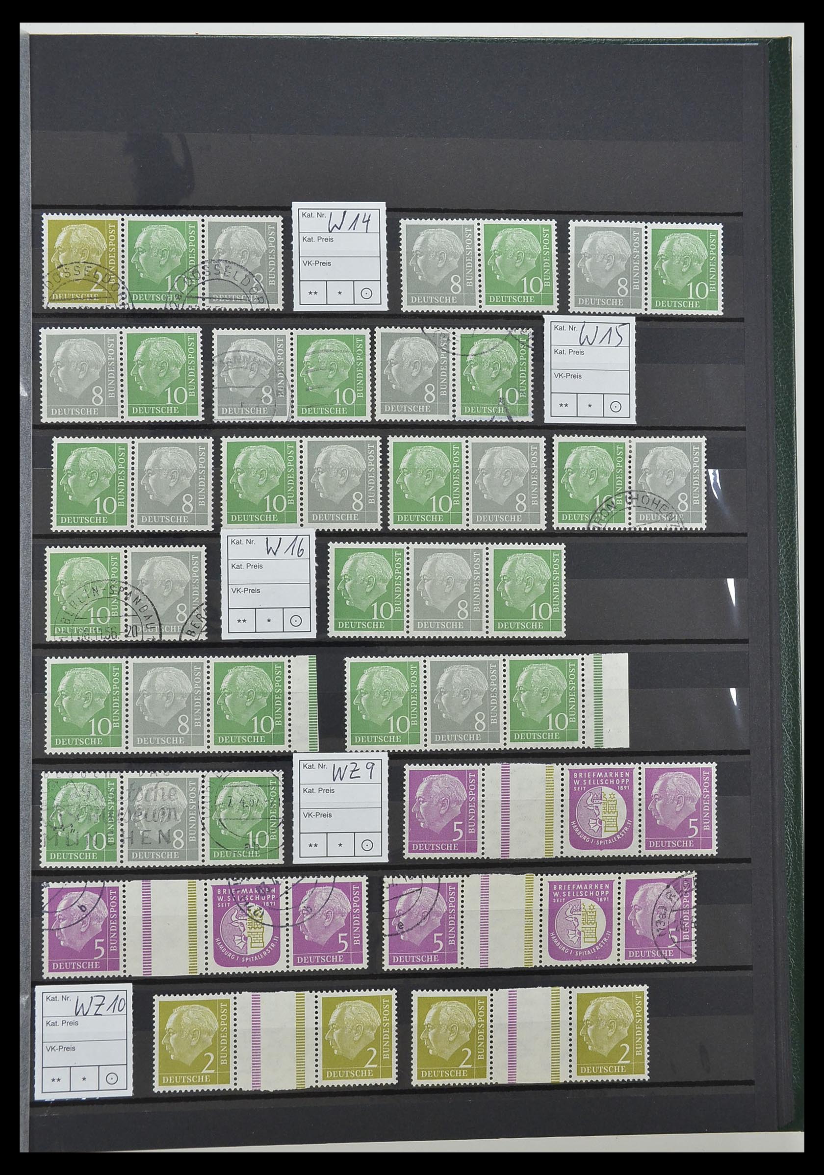 33275 043 - Postzegelverzameling 33275 Bundespost combinaties 1951-1960.