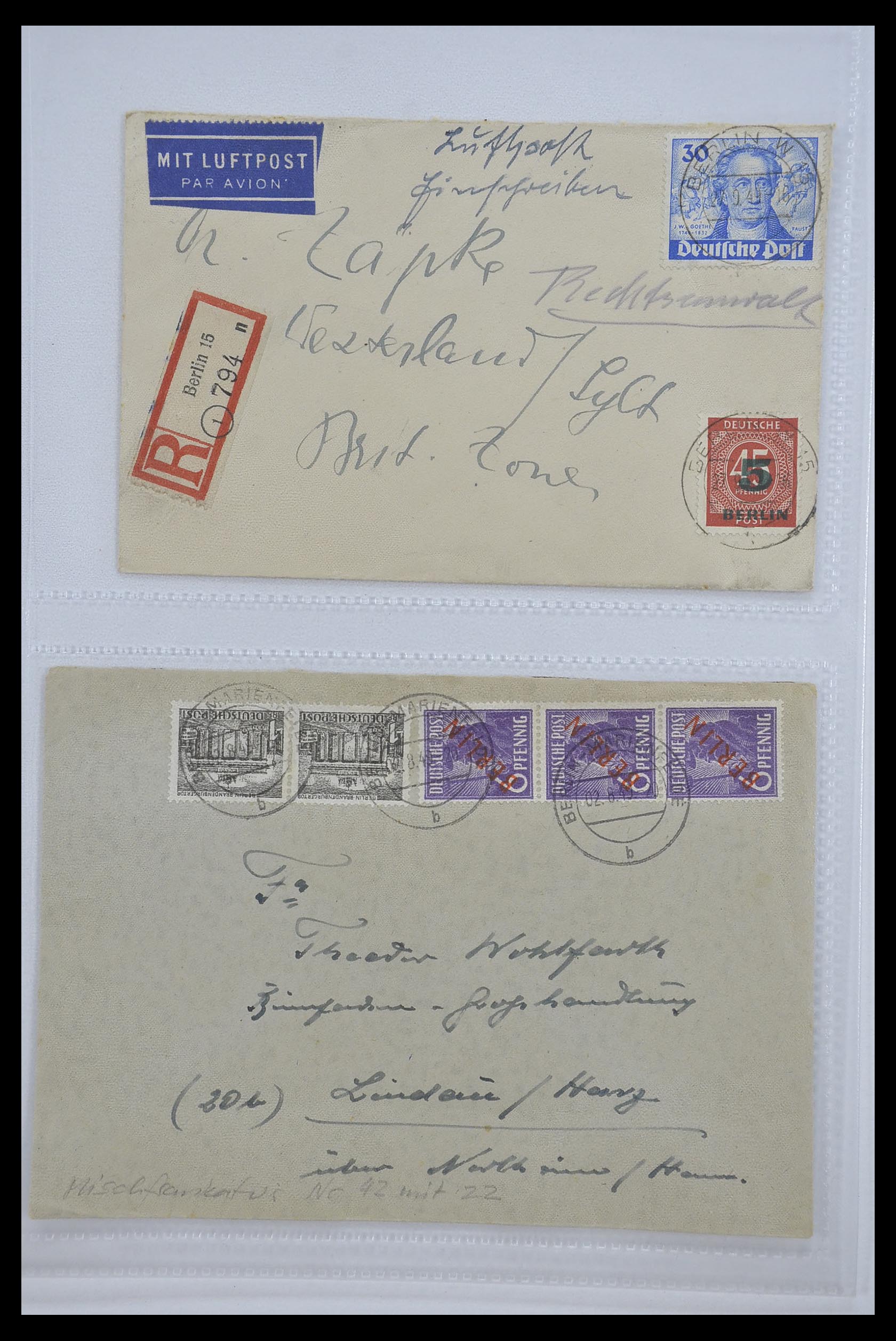 33290 013 - Postzegelverzameling 33290 Berlijn brieven 1948-1957.