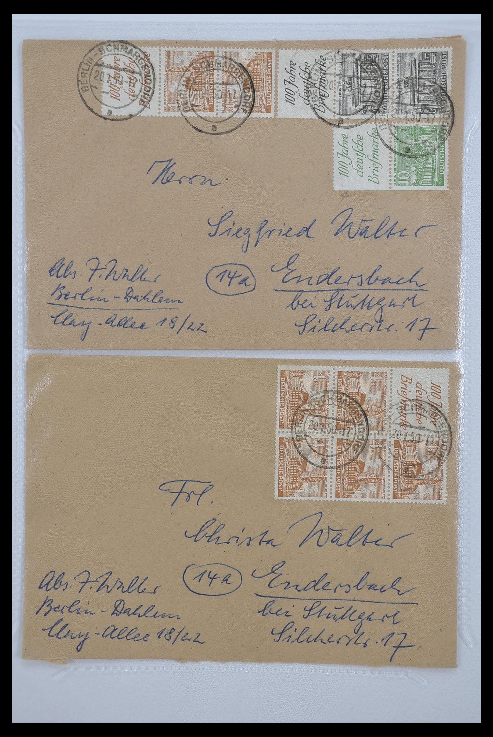 33290 037 - Postzegelverzameling 33290 Berlijn brieven 1948-1957.