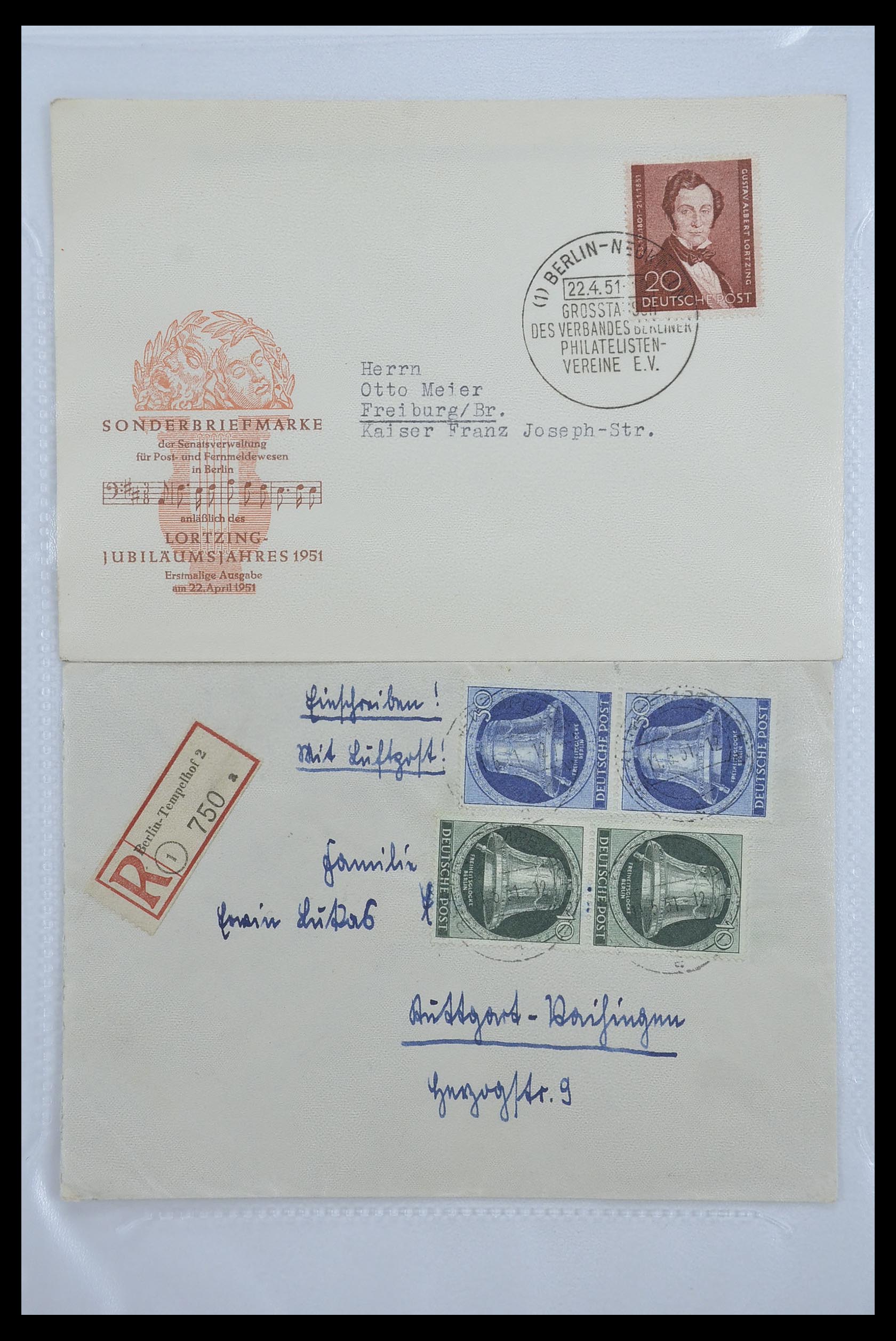 33290 041 - Postzegelverzameling 33290 Berlijn brieven 1948-1957.