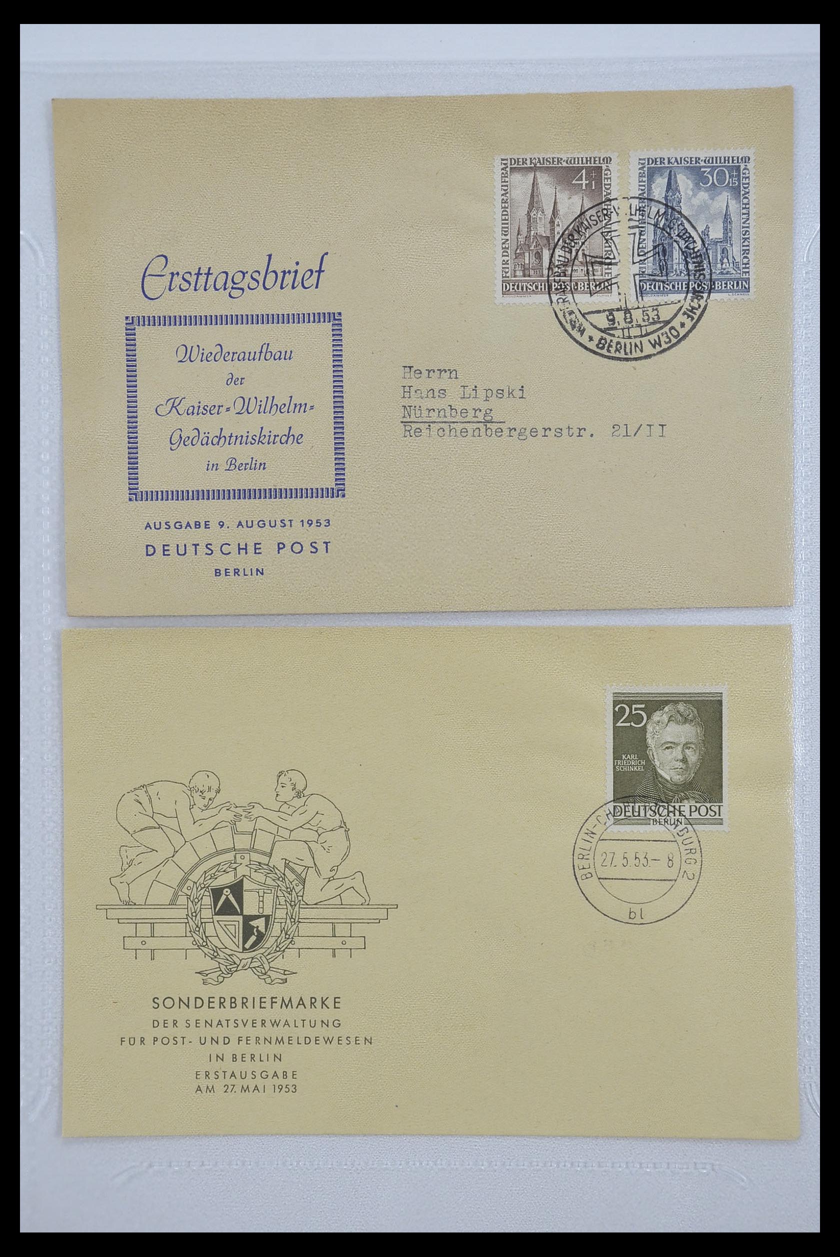 33290 055 - Postzegelverzameling 33290 Berlijn brieven 1948-1957.
