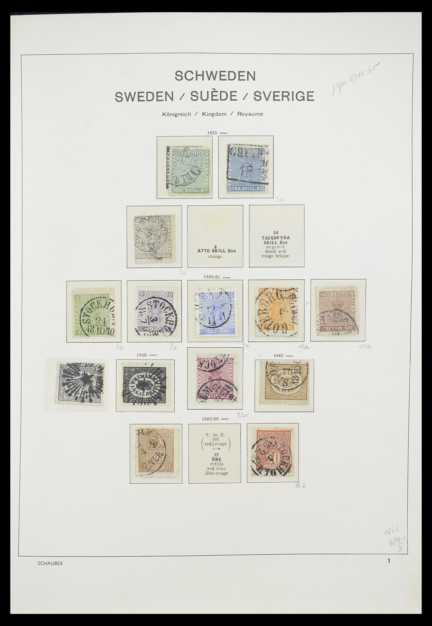 33293 001 - Postzegelverzameling 33293 Zweden 1855-1996.