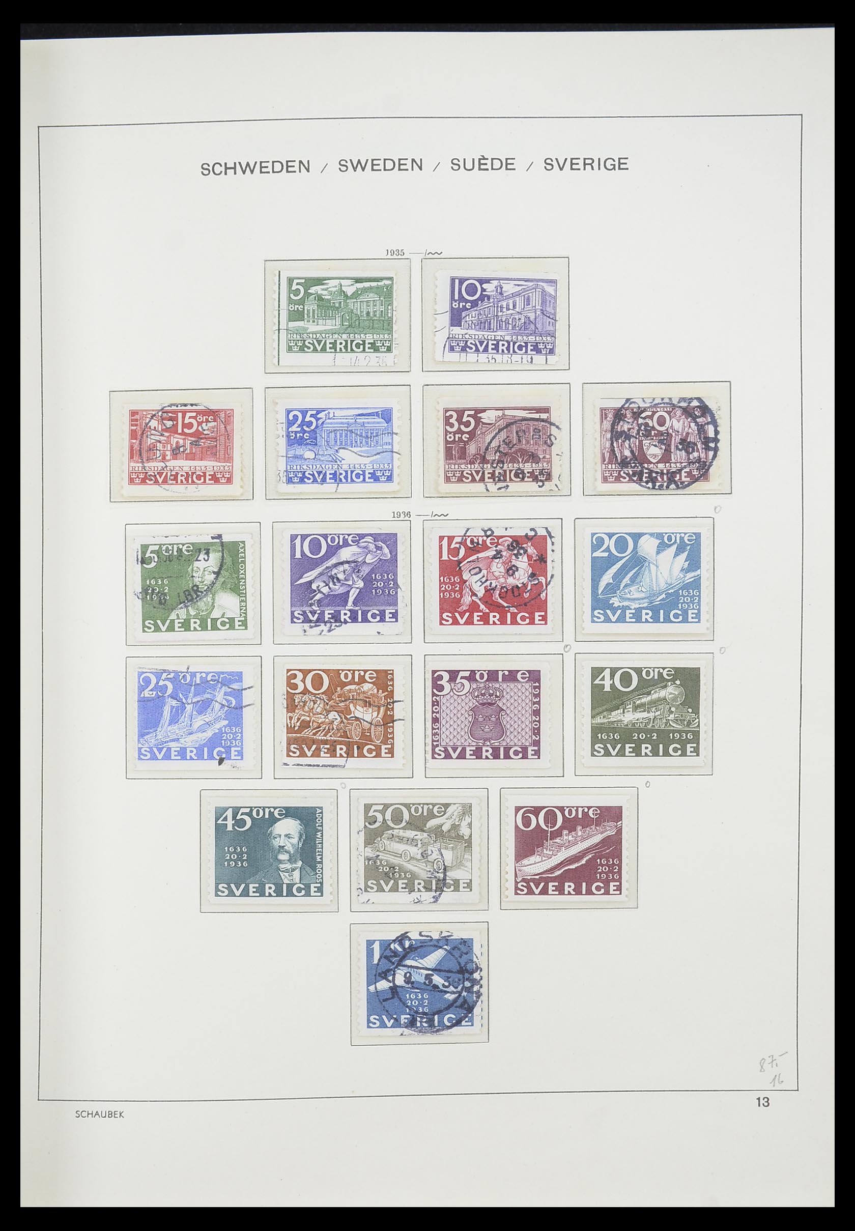 33293 020 - Postzegelverzameling 33293 Zweden 1855-1996.