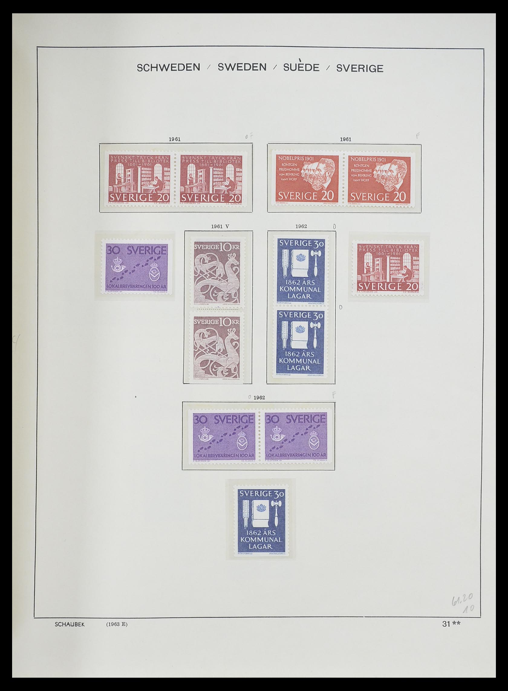 33293 061 - Postzegelverzameling 33293 Zweden 1855-1996.