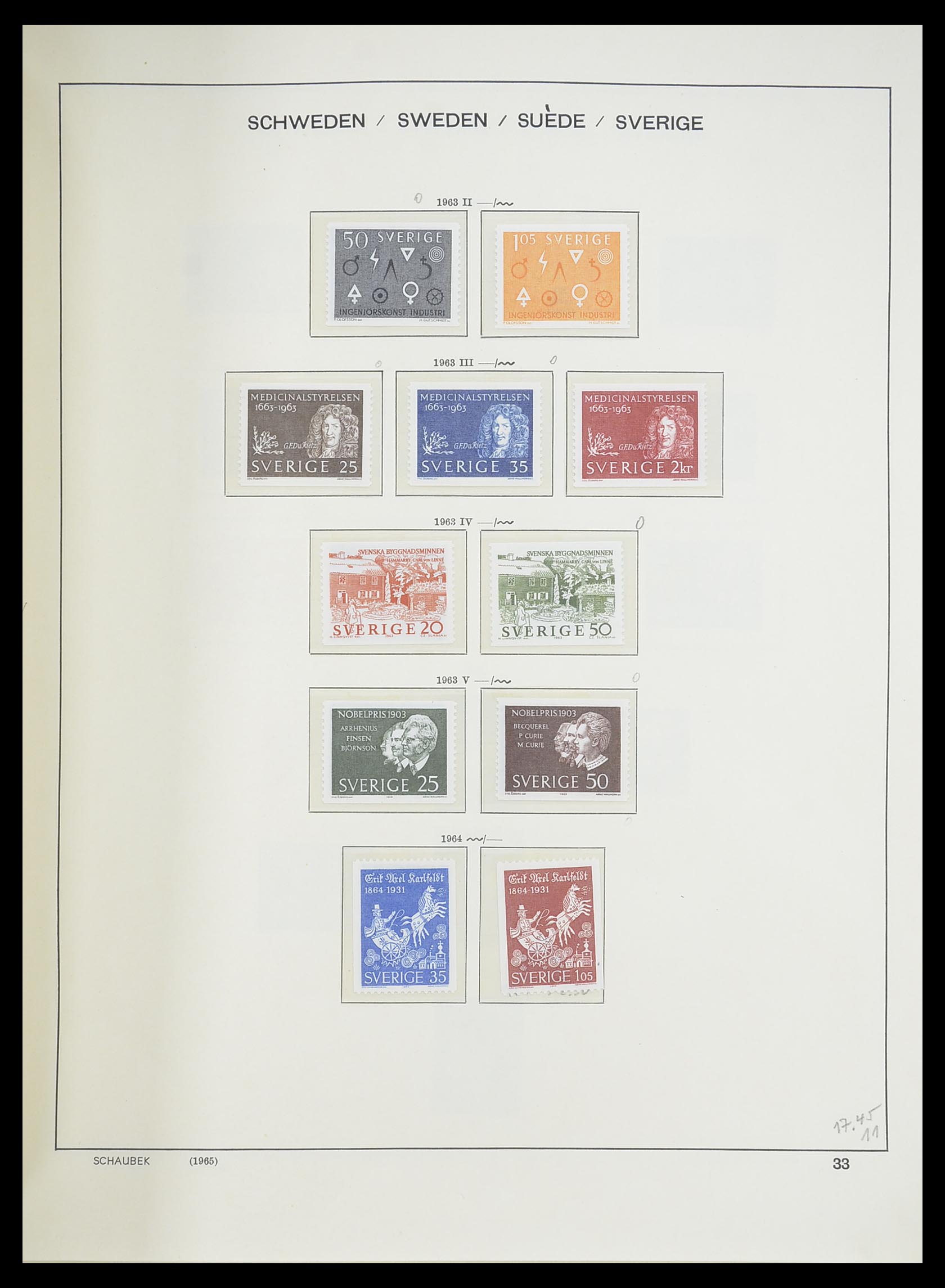 33293 065 - Postzegelverzameling 33293 Zweden 1855-1996.