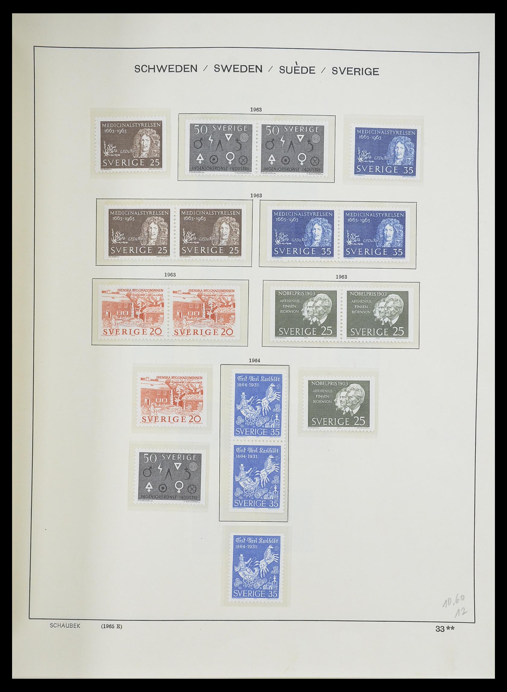 33293 066 - Postzegelverzameling 33293 Zweden 1855-1996.