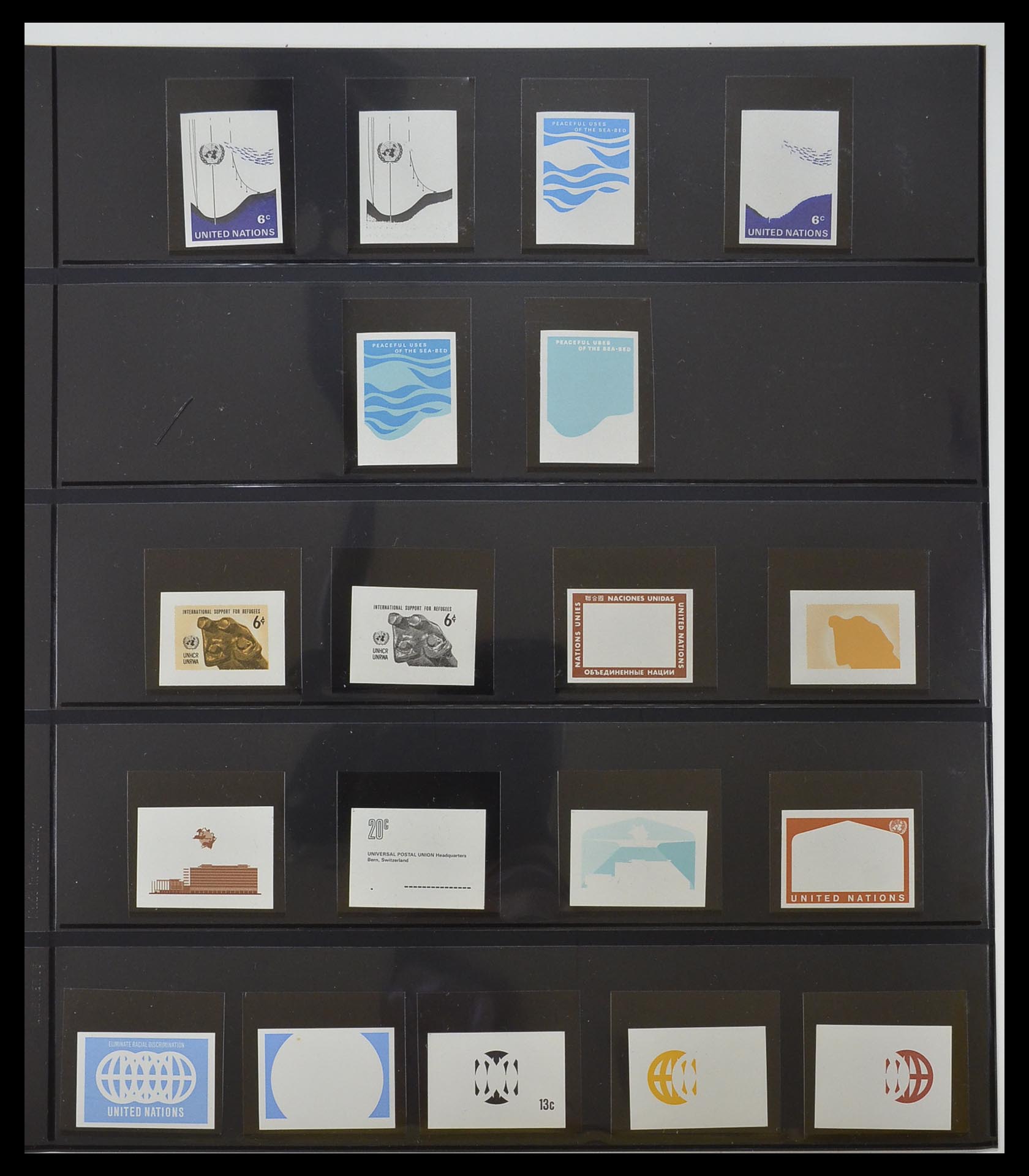 33300 009 - Postzegelverzameling 33300 Verenigde Naties ongetand en proeven 1953-
