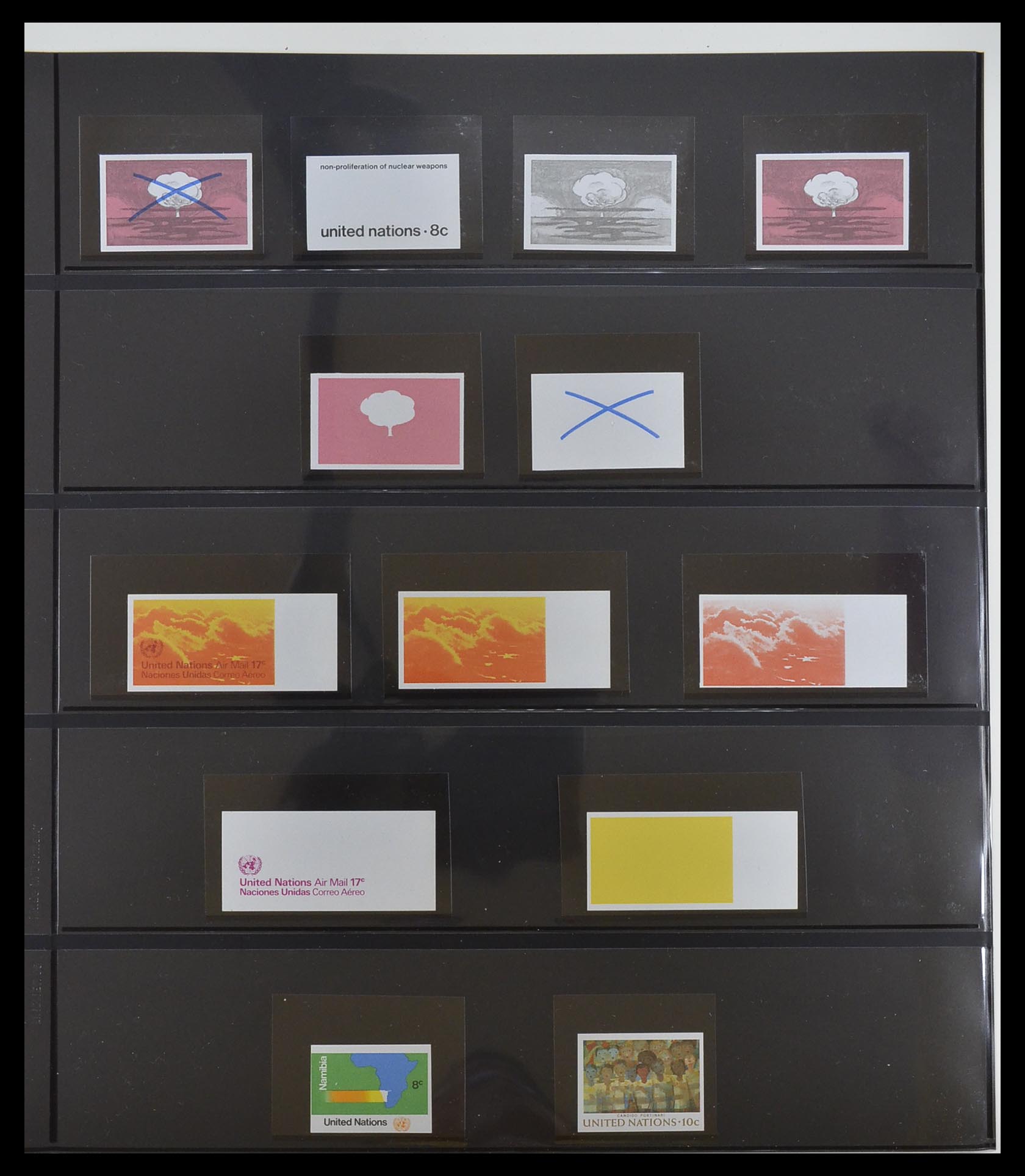 33300 011 - Postzegelverzameling 33300 Verenigde Naties ongetand en proeven 1953-
