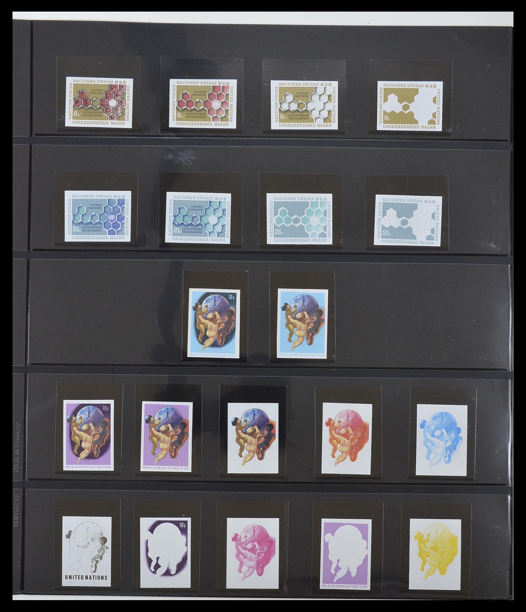 33300 013 - Postzegelverzameling 33300 Verenigde Naties ongetand en proeven 1953-
