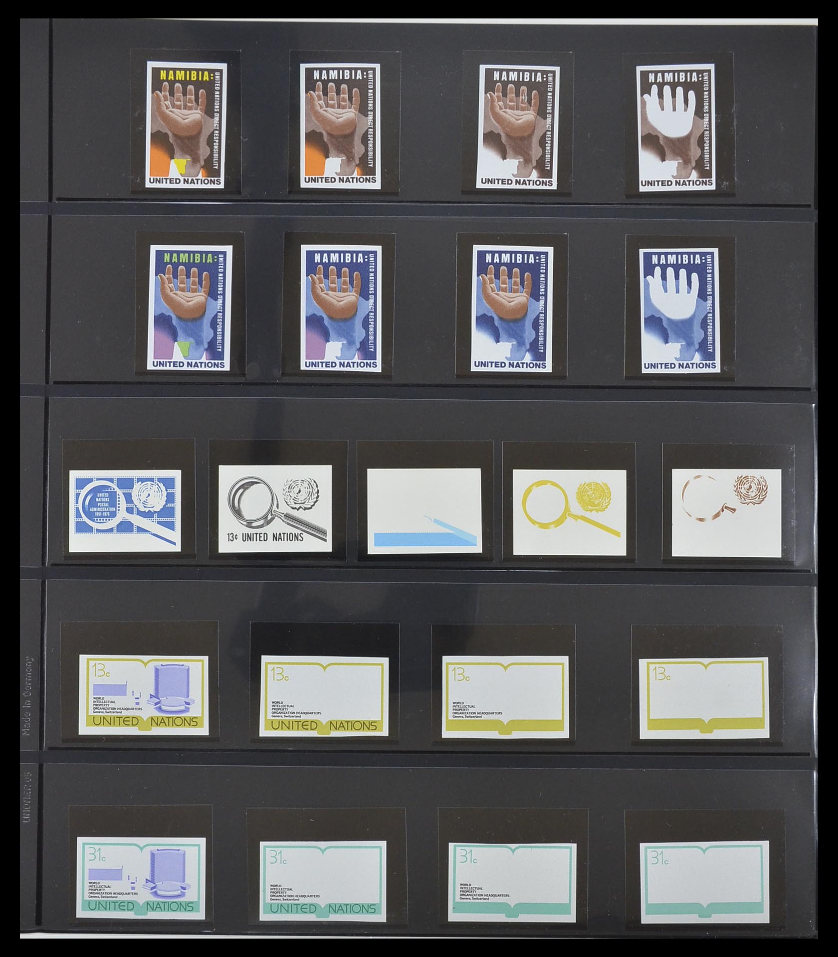 33300 015 - Postzegelverzameling 33300 Verenigde Naties ongetand en proeven 1953-