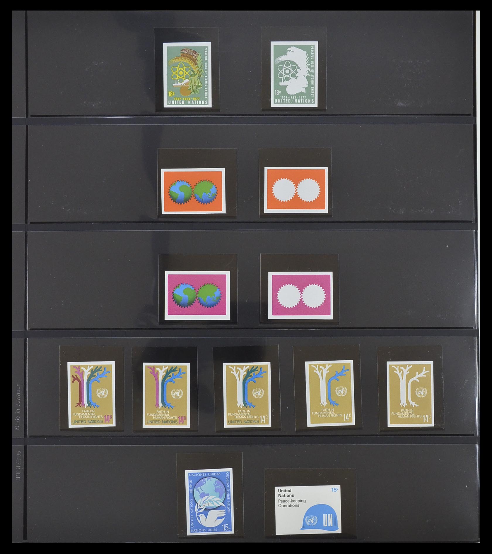 33300 017 - Postzegelverzameling 33300 Verenigde Naties ongetand en proeven 1953-