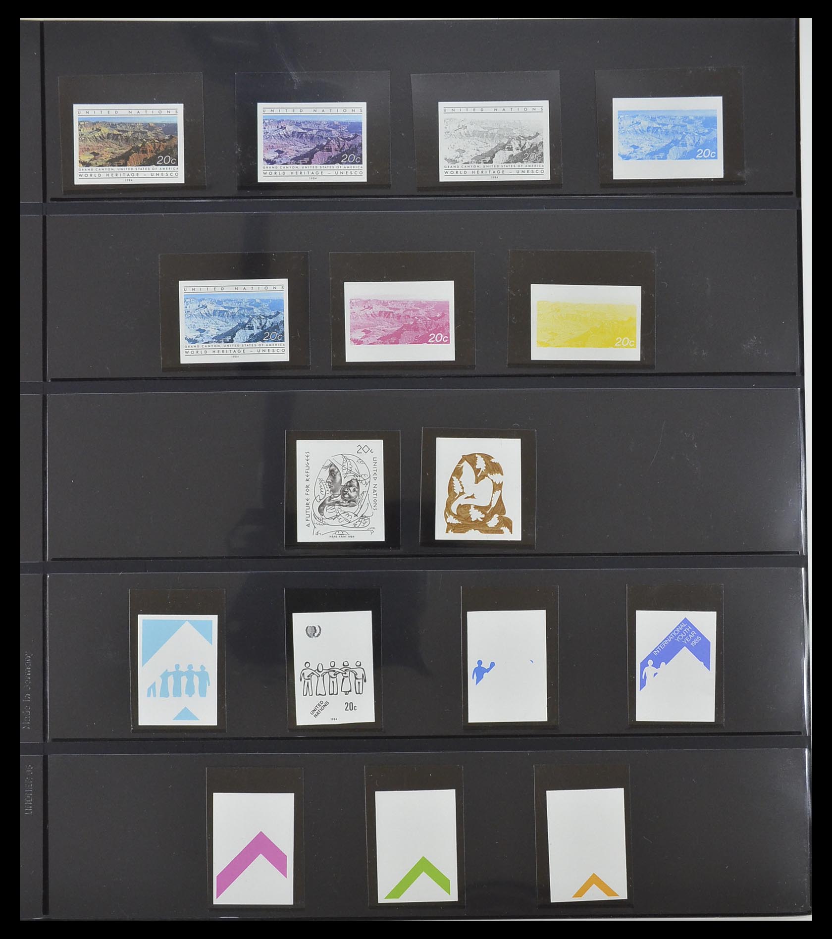 33300 021 - Postzegelverzameling 33300 Verenigde Naties ongetand en proeven 1953-