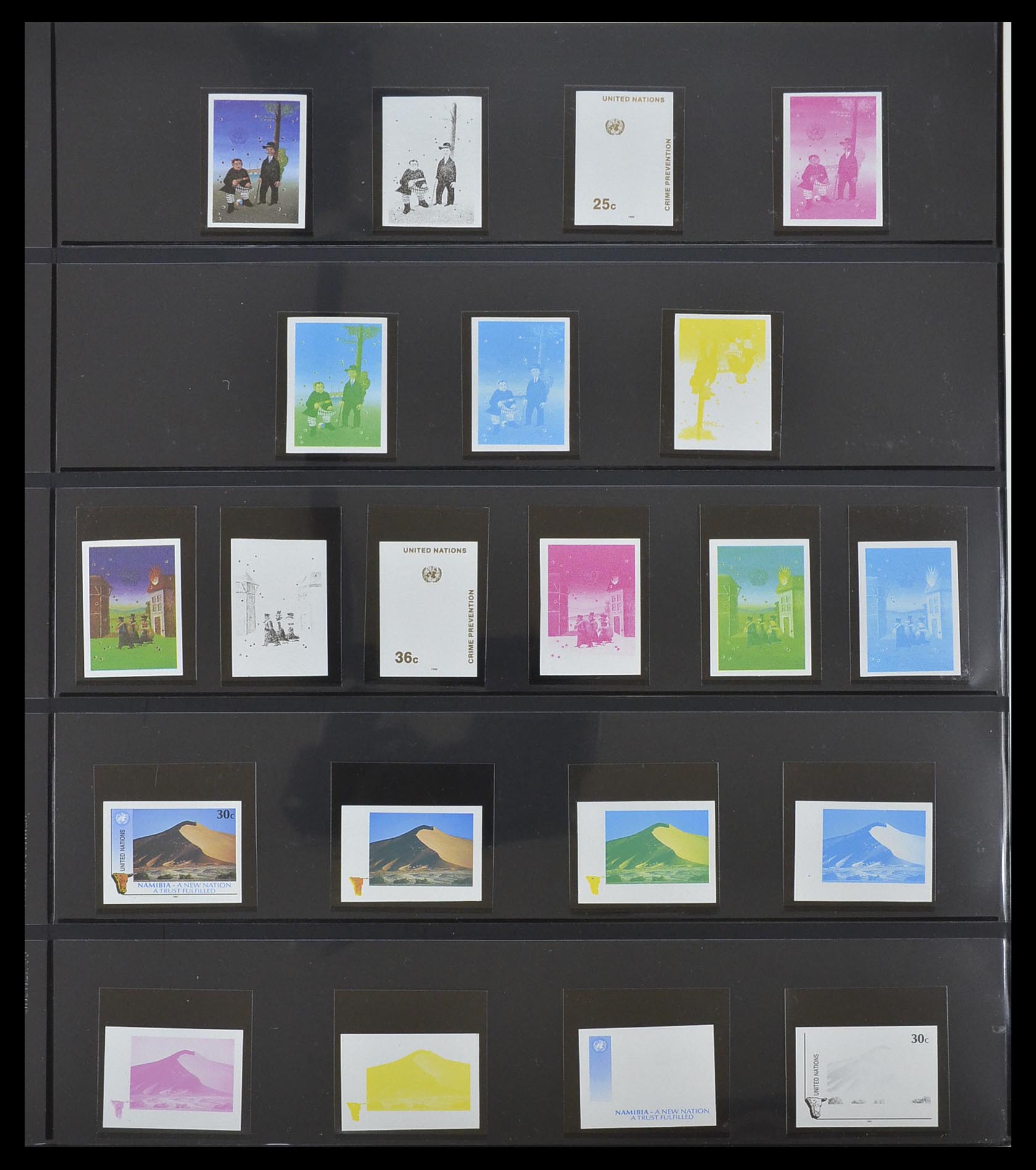 33300 023 - Postzegelverzameling 33300 Verenigde Naties ongetand en proeven 1953-