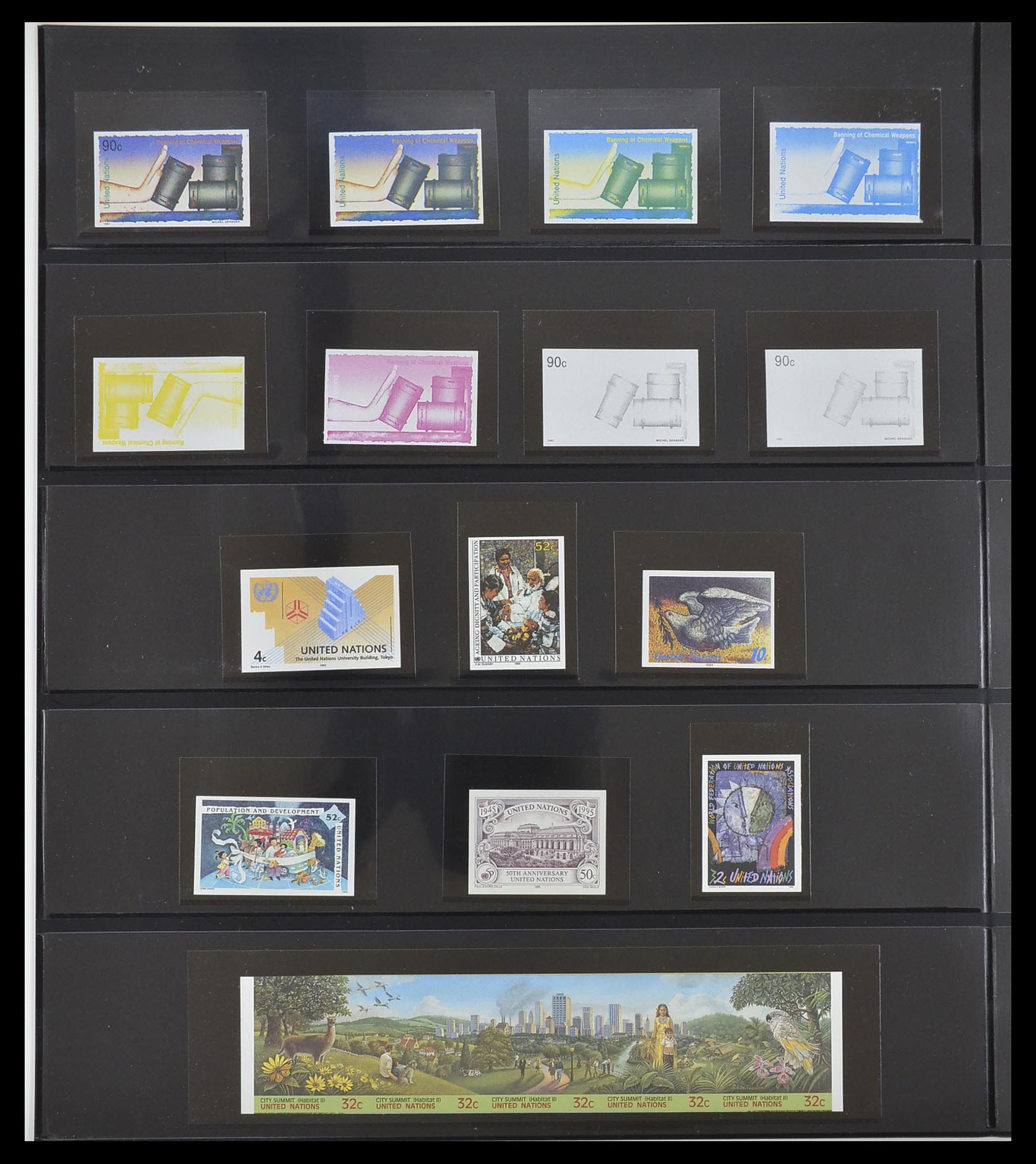 33300 026 - Postzegelverzameling 33300 Verenigde Naties ongetand en proeven 1953-