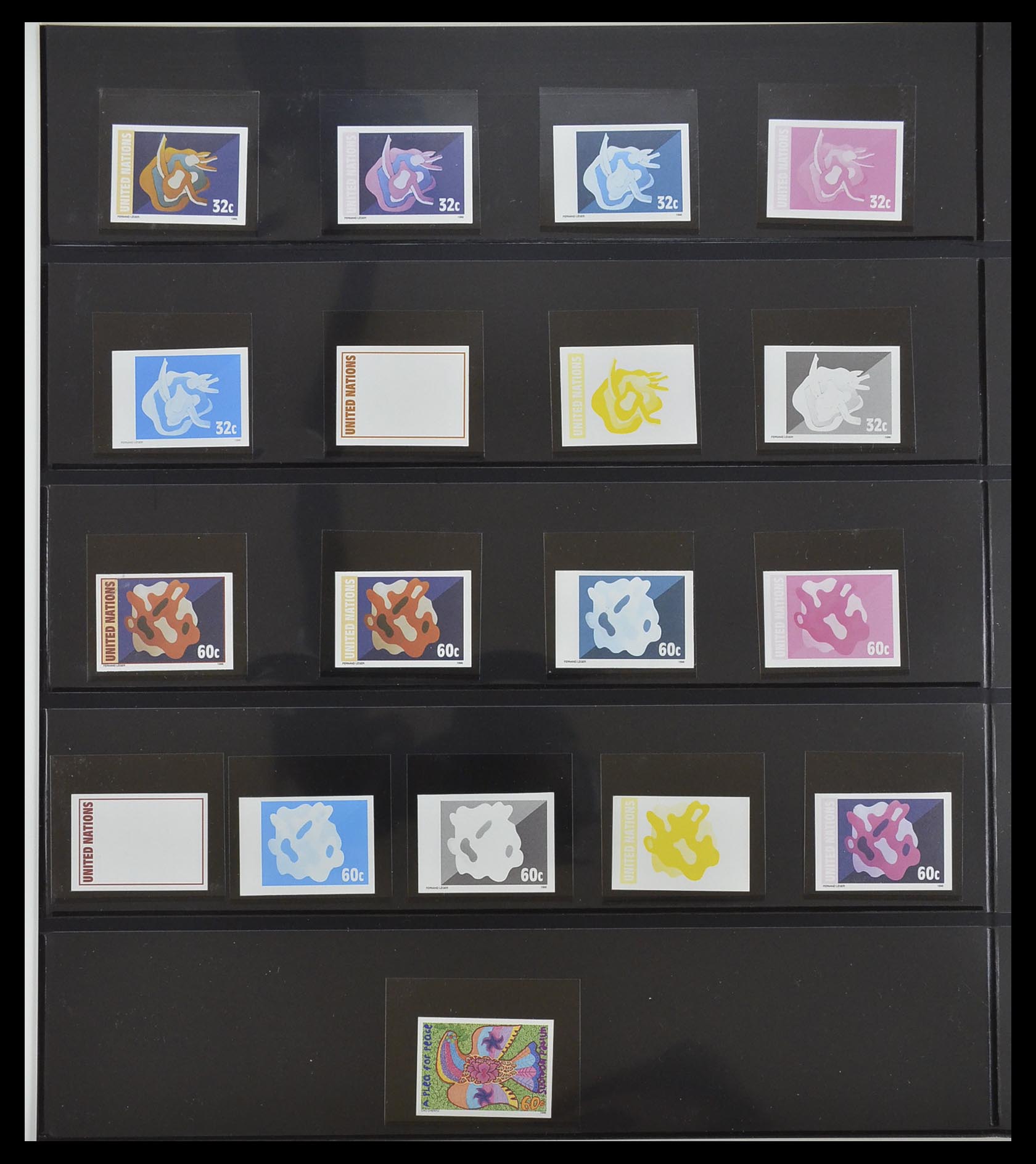 33300 028 - Postzegelverzameling 33300 Verenigde Naties ongetand en proeven 1953-