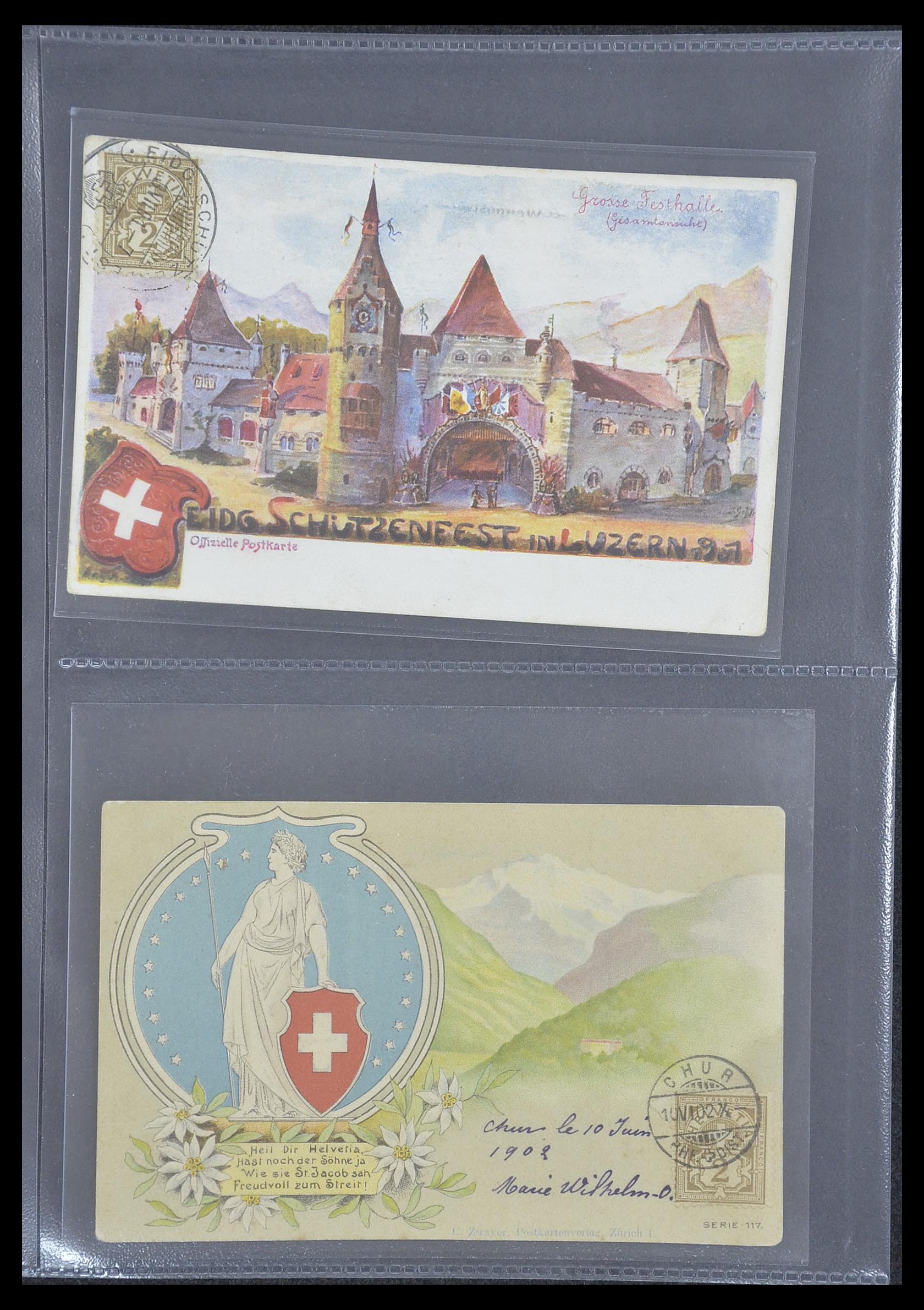33302 011 - Postzegelverzameling 33302 Zwitserland brieven en kaarten 1899-1948.