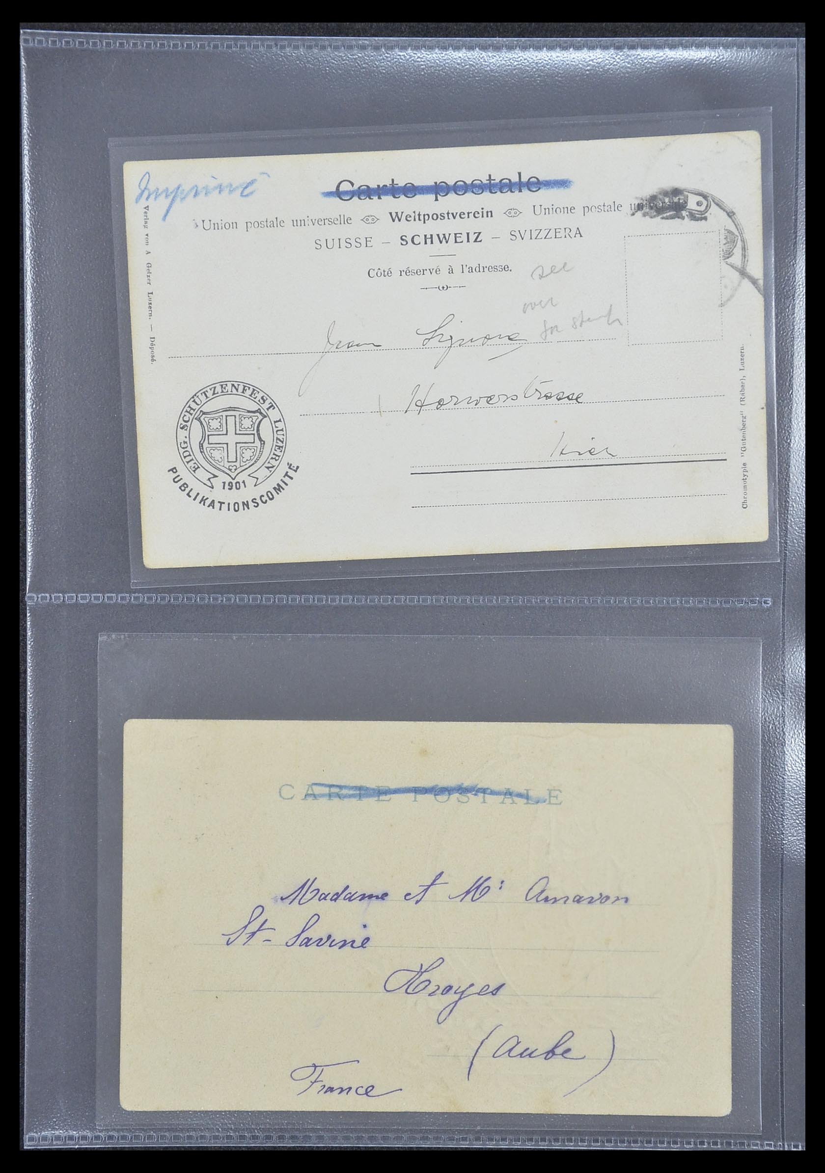 33302 012 - Postzegelverzameling 33302 Zwitserland brieven en kaarten 1899-1948.